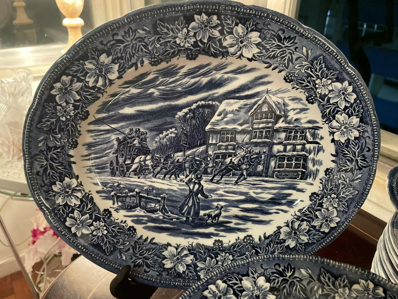 Aparelho de jantar inglês completo 40 peças para 12 pessoas Royal Tudor Ware Azul English Scenery
