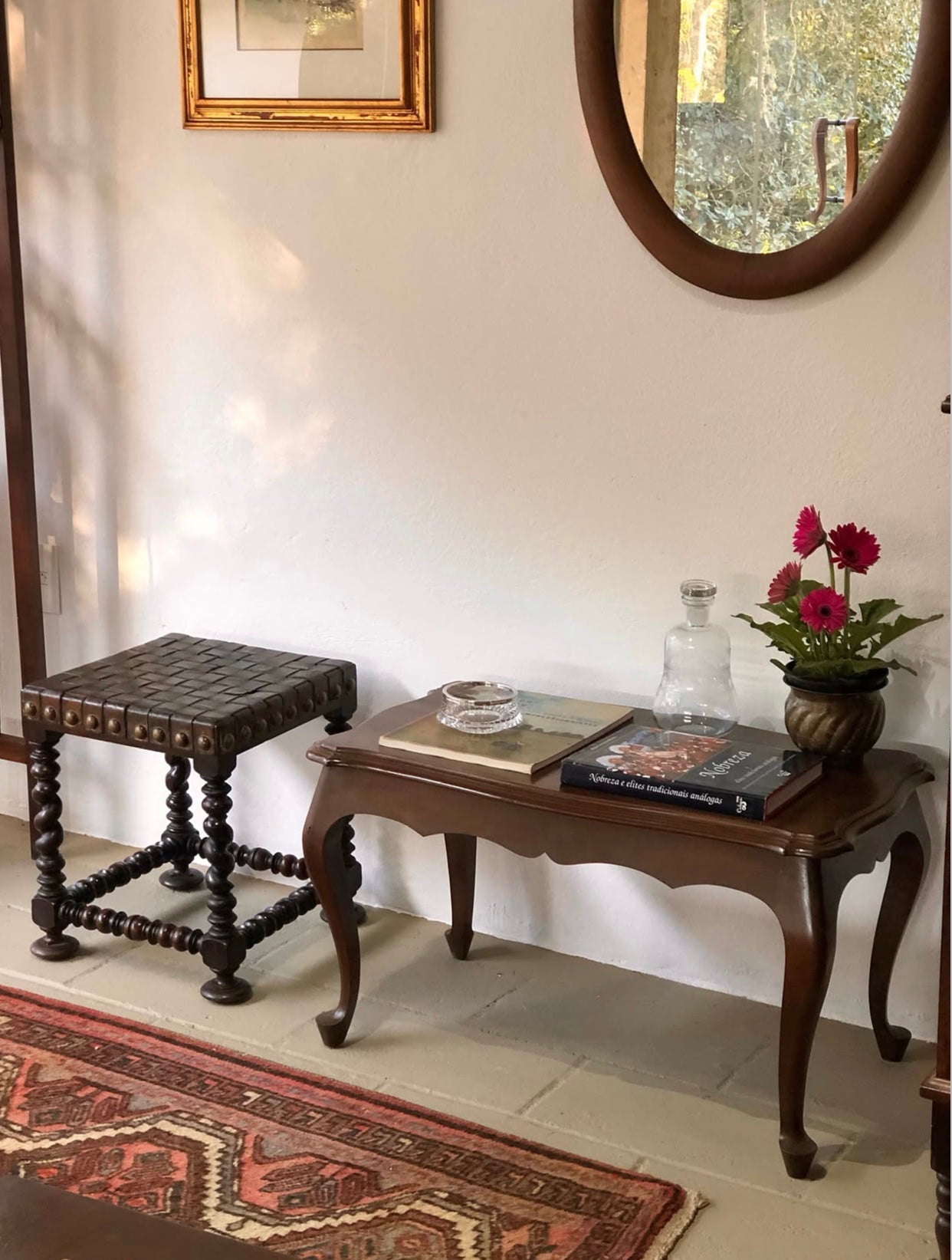 Mesa de centro retangular antiga Chippendale de madeira maciça