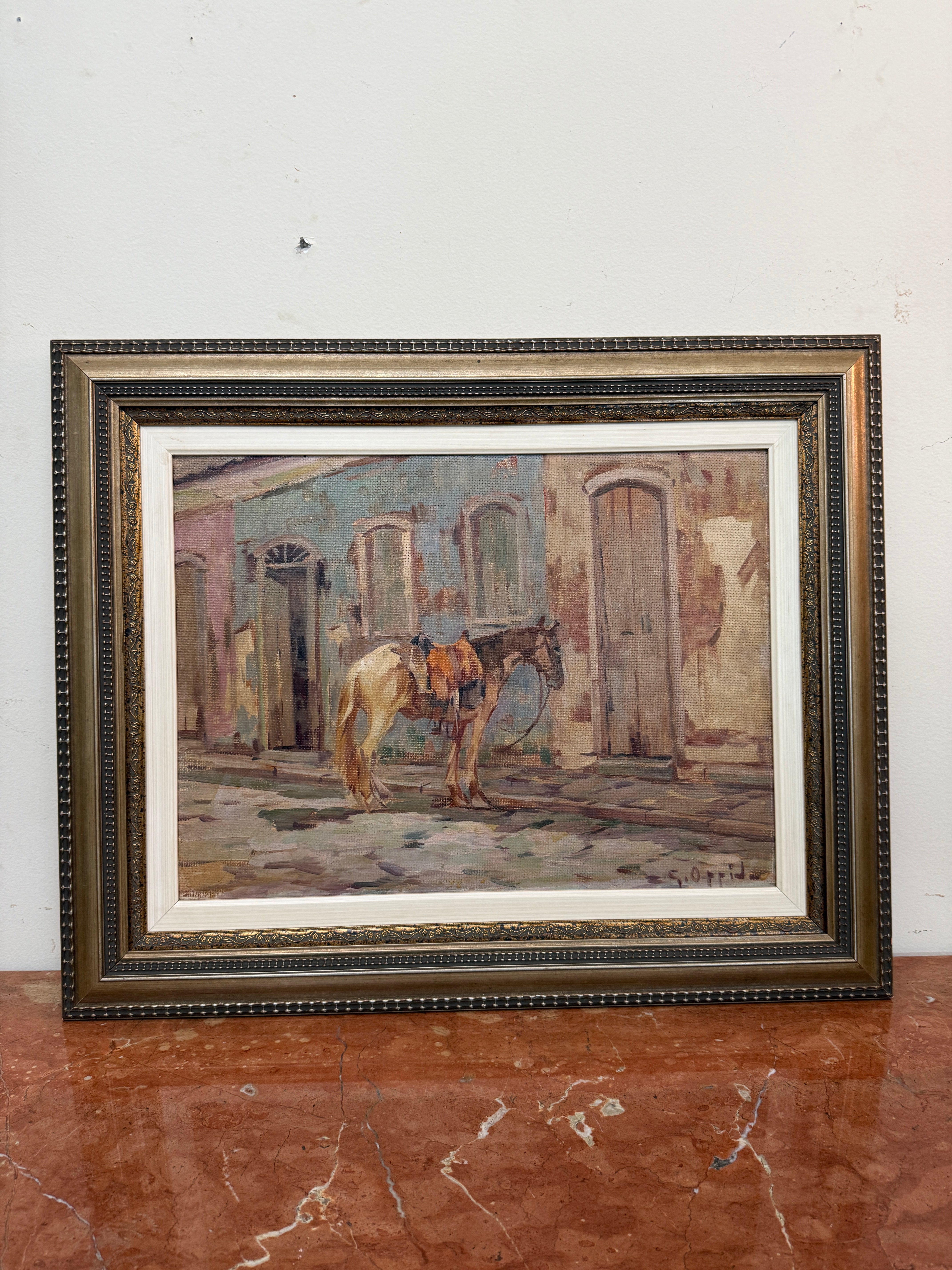Belíssimo quadro do Giovanni Óppido retratando cavalo (0,71 x 0,58) 