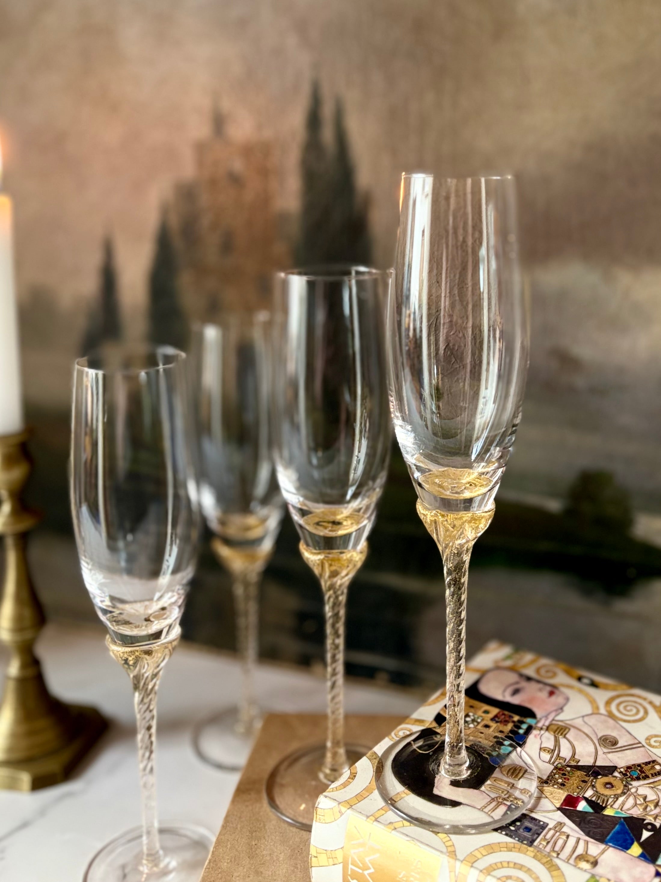 4 taças flûte Murano autênticas