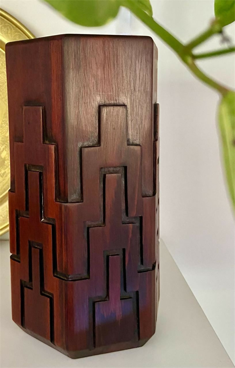 Vaso sextavado em jacarandá (anos 60/70) (DMPS_059)