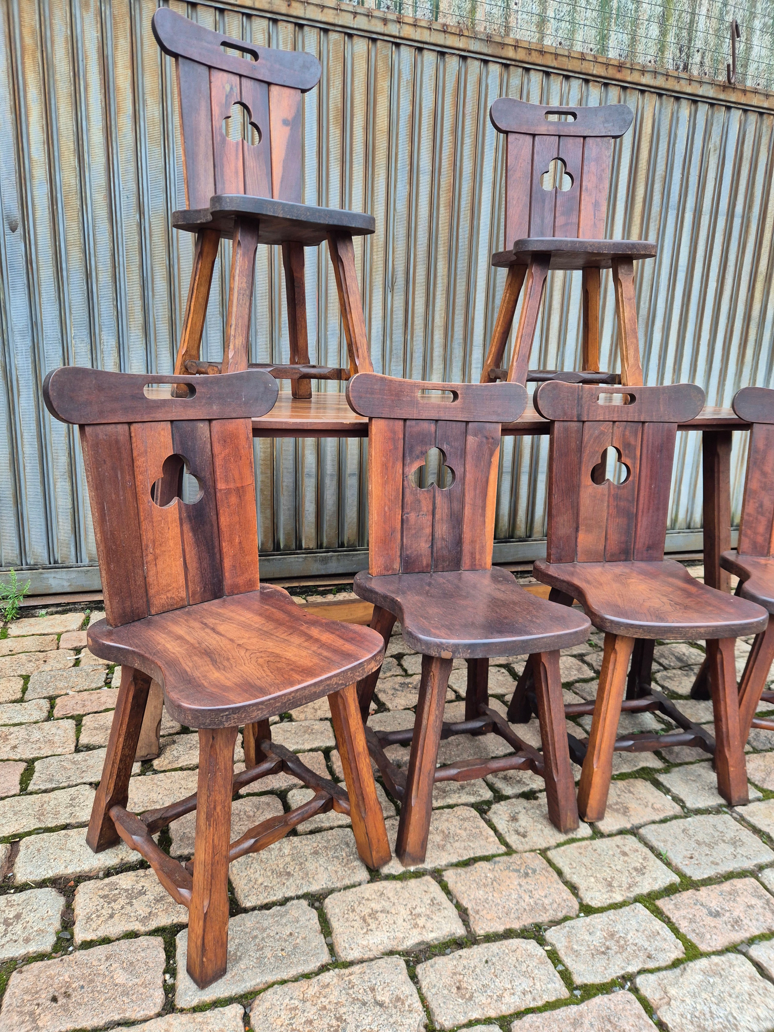 Raro conjunto de mesa e 6 cadeiras ao estilo campesino casa de campo europeia