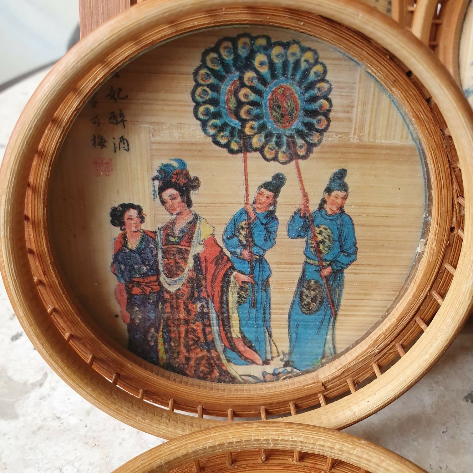 Raro conjunto de porta copos em bambu em incrível trabalho artesanal japonês.