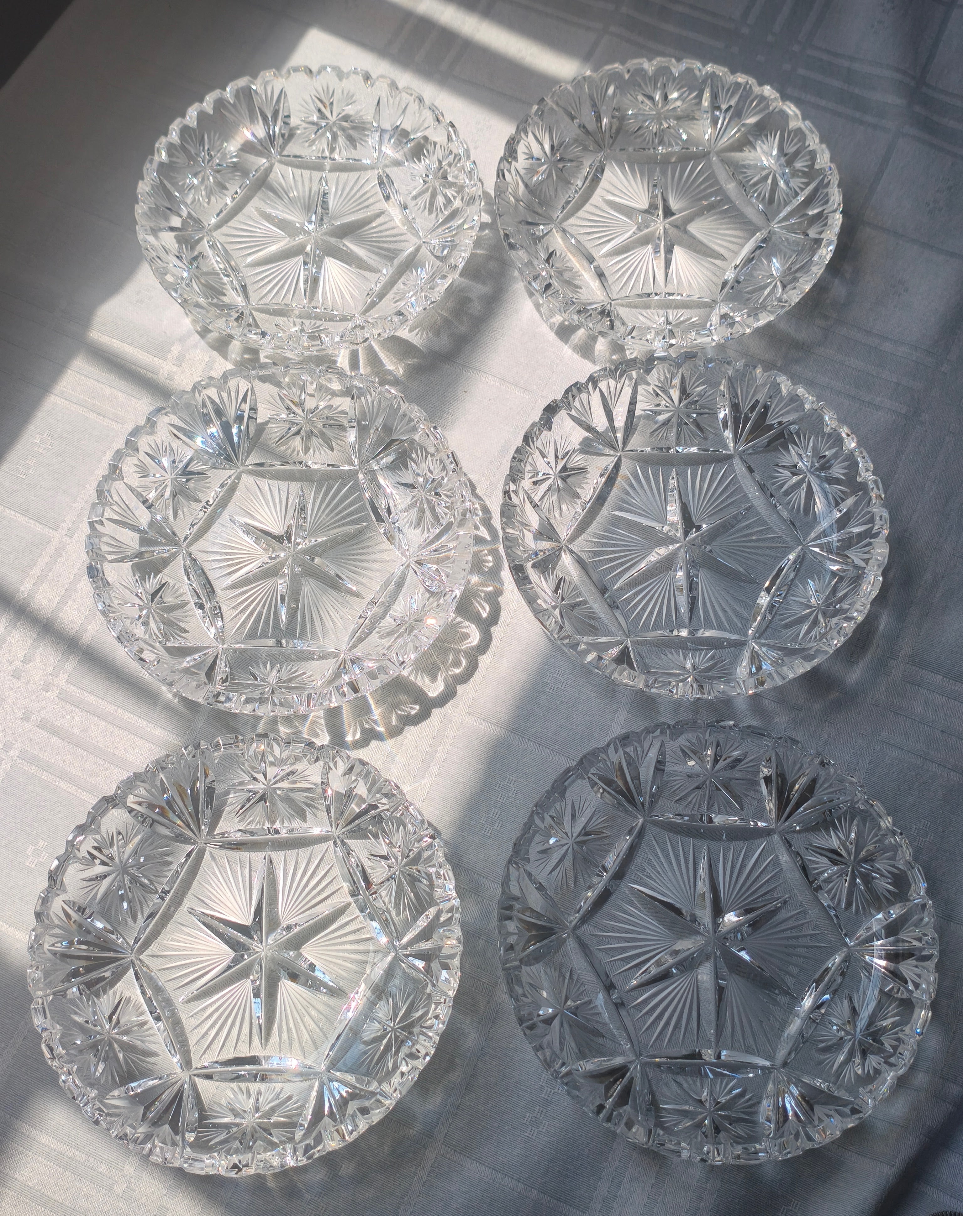 Conjunto 6 pratinhos em cristal lapidado