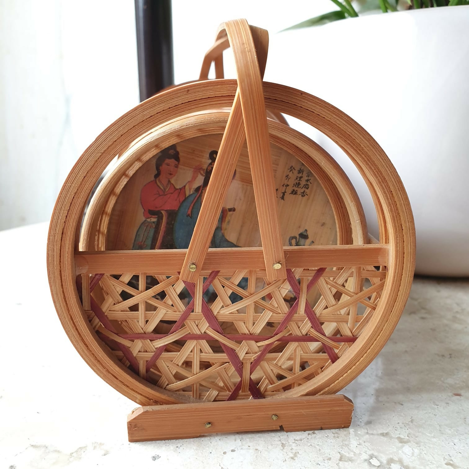 Raro conjunto de porta copos em bambu em incrível trabalho artesanal japonês.
