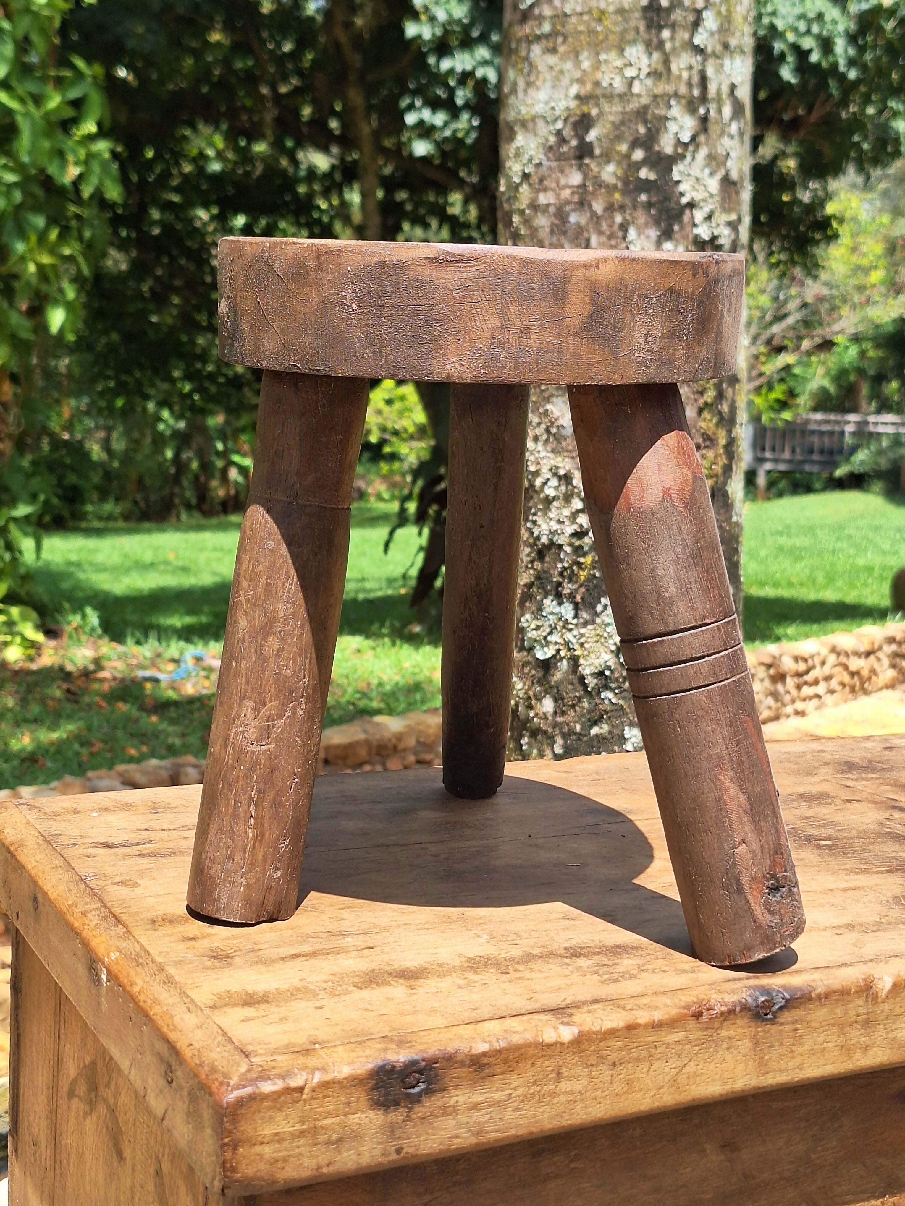 Banquinho Antigo Madeira Maciça Garimpo Mineiro