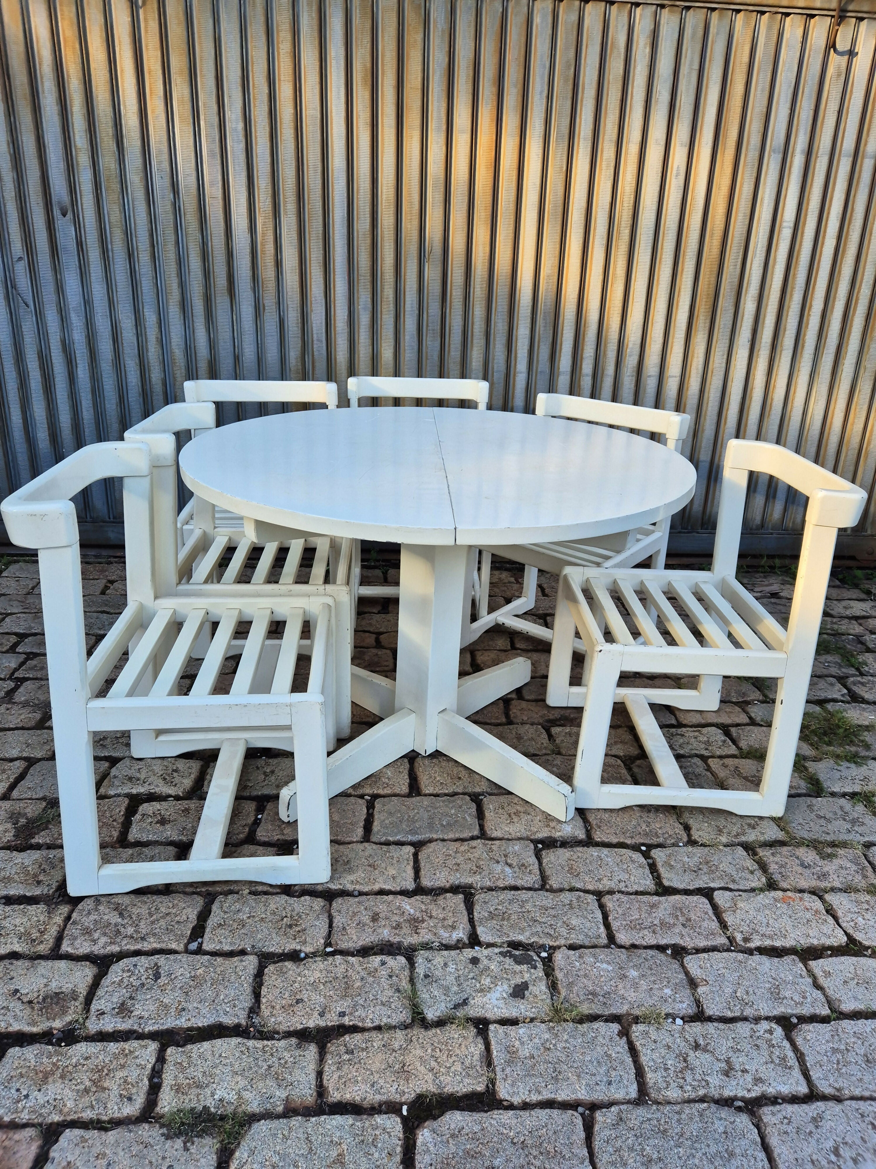 Sala de jantar vintage anos 70 - Mesa extensível com 6 cadeiras
