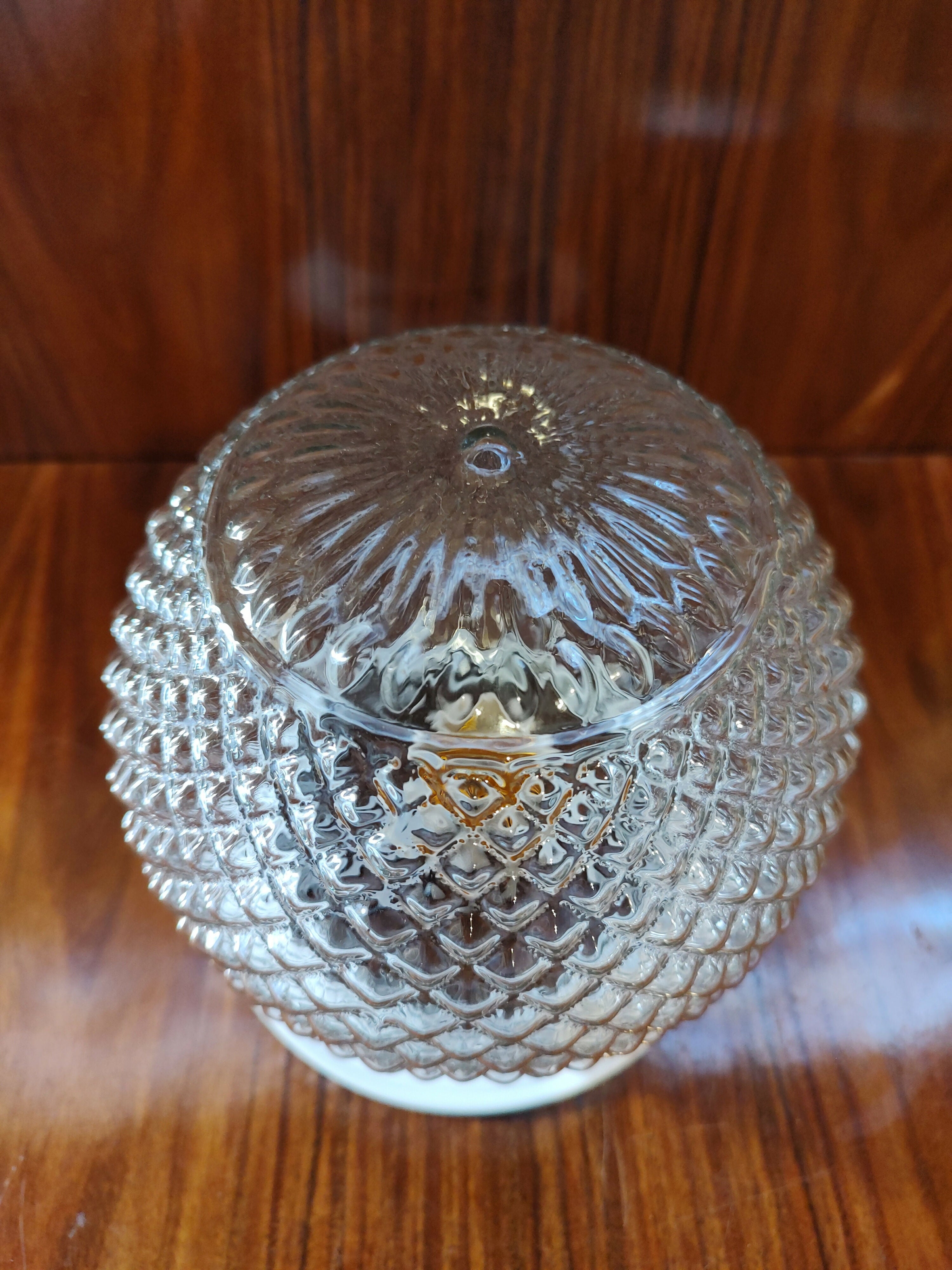 Antiga Cúpula / Lustre / Luminária Bola em vidro texturizado com bocal e plafon novos (valor unitário)