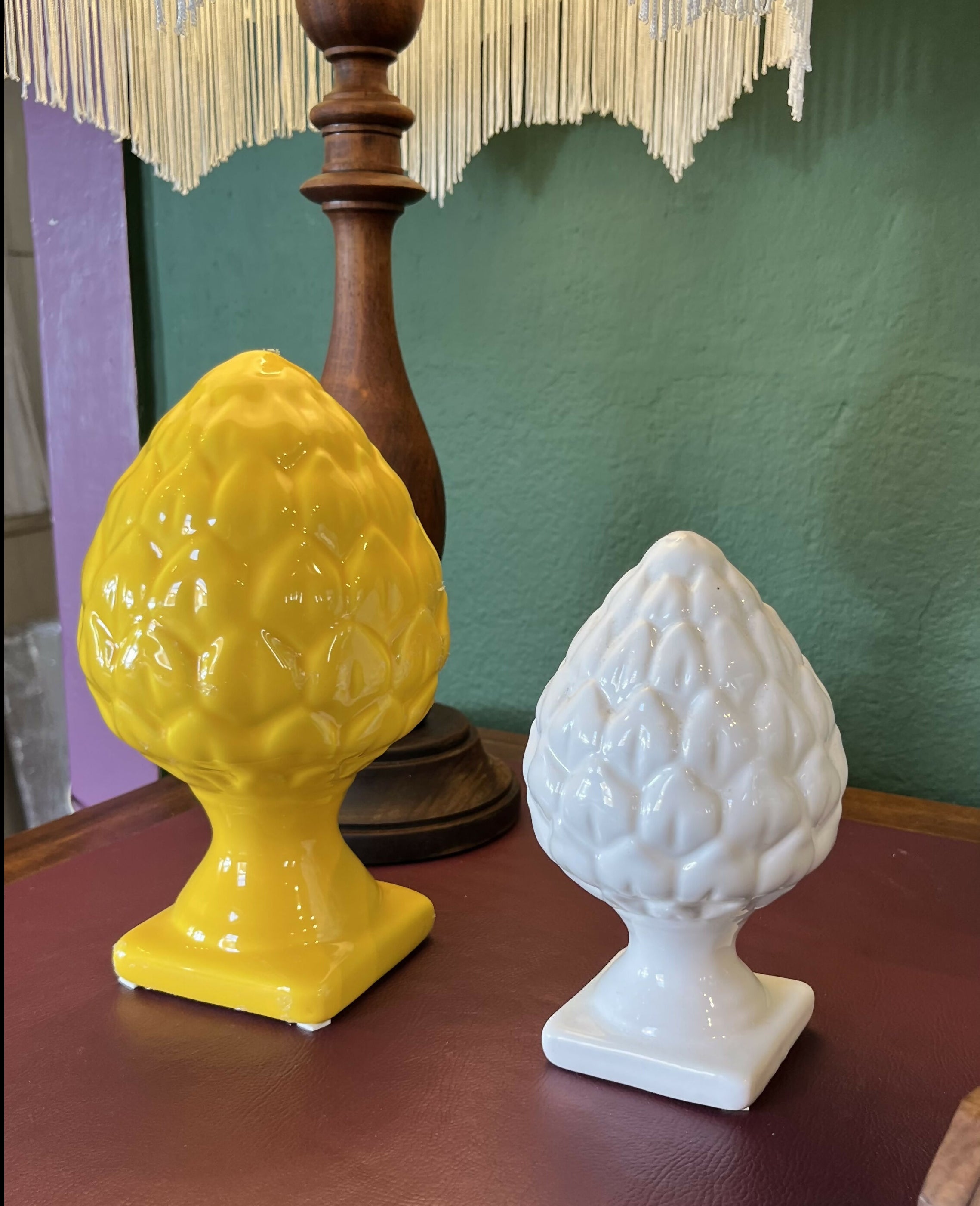 Par de Pinhas cerâmica vitrificada