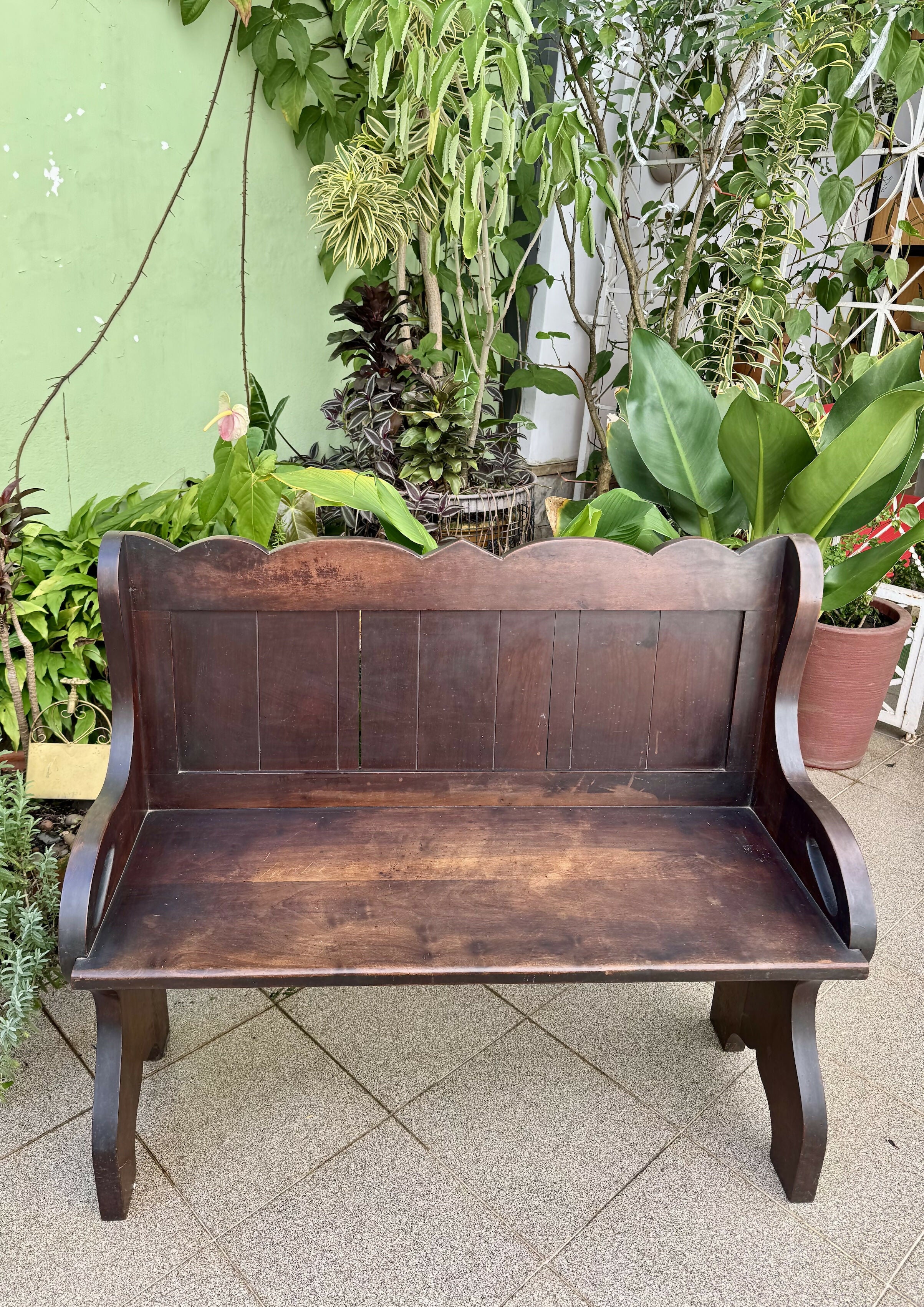 Antigo Banco de Igreja Madeira nobre selado