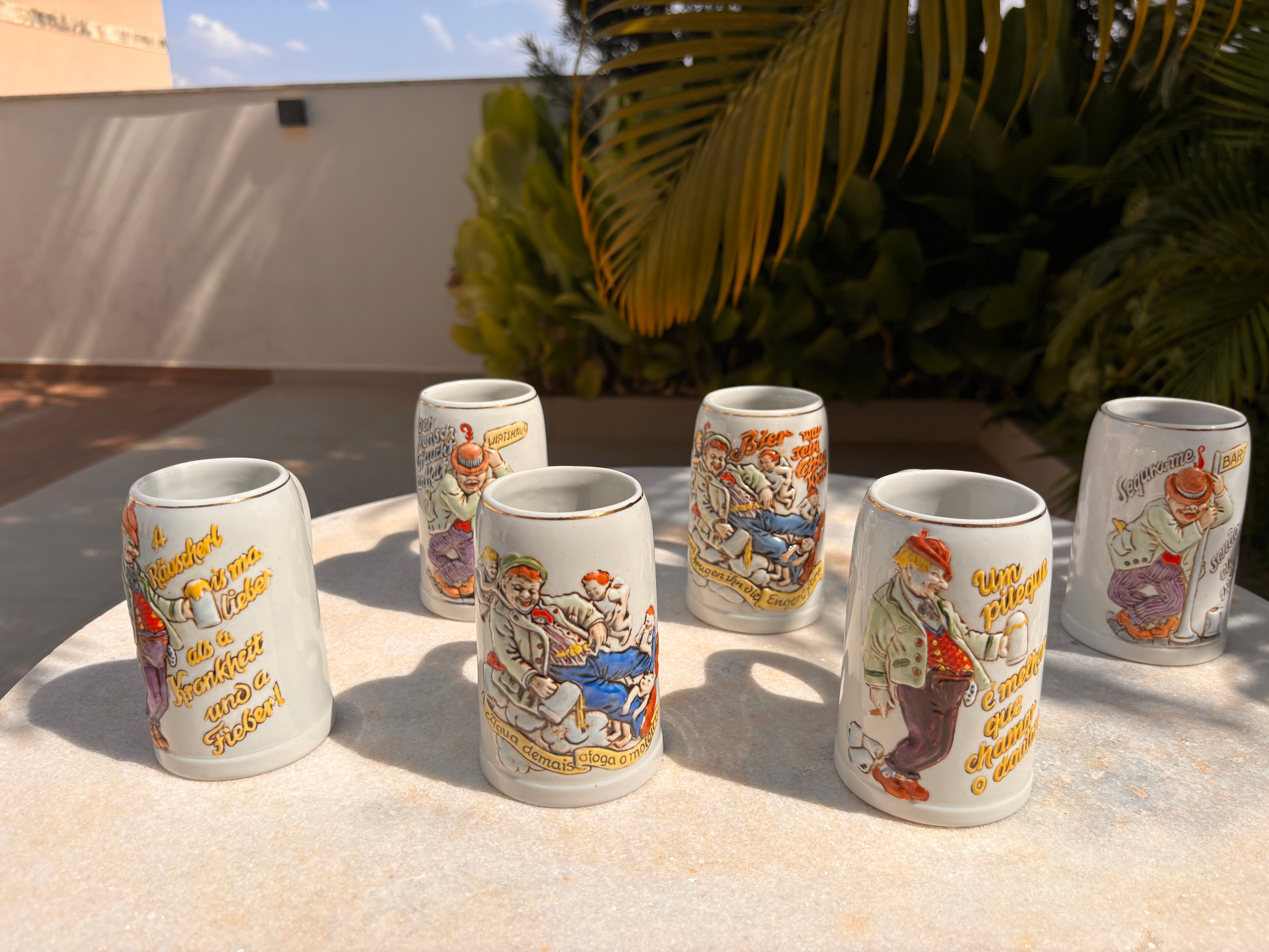  Coleção Canecos Chopp Ceramarte Anos 70/80 Completa 6 Peças Relíquia