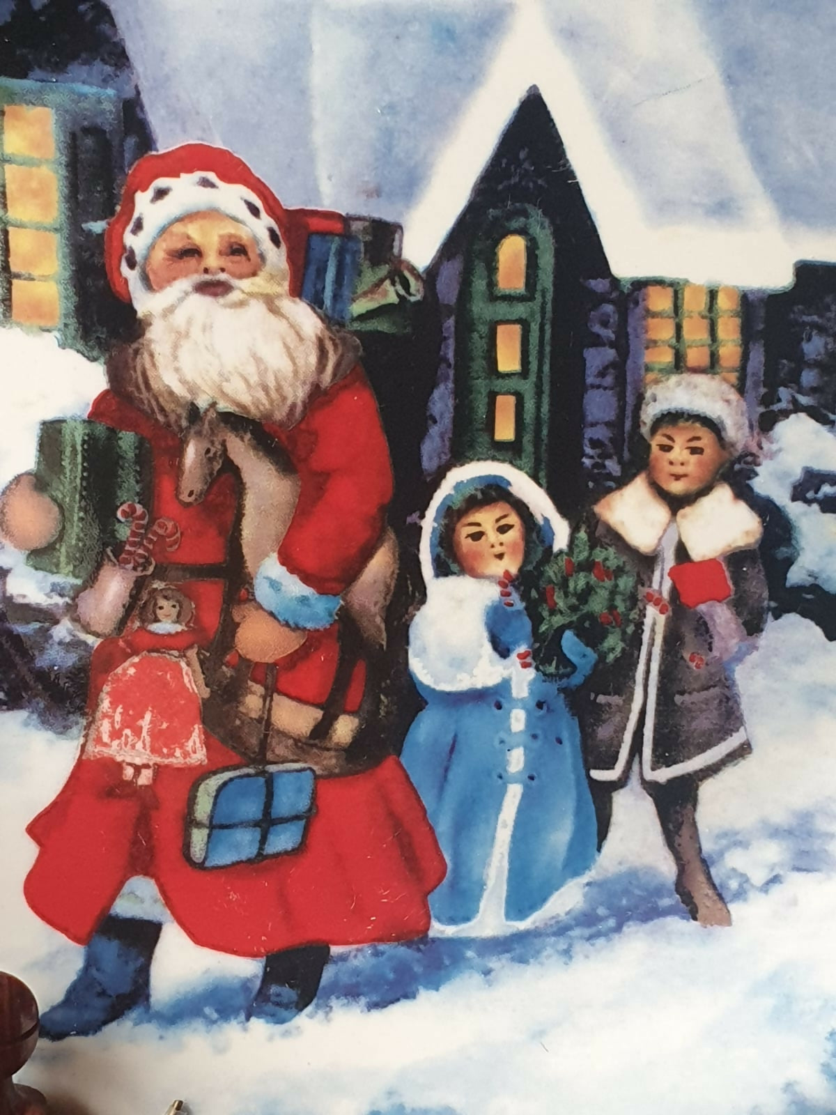 Prato decorativo tipo medalhão natalino em porcelana italiana Santini