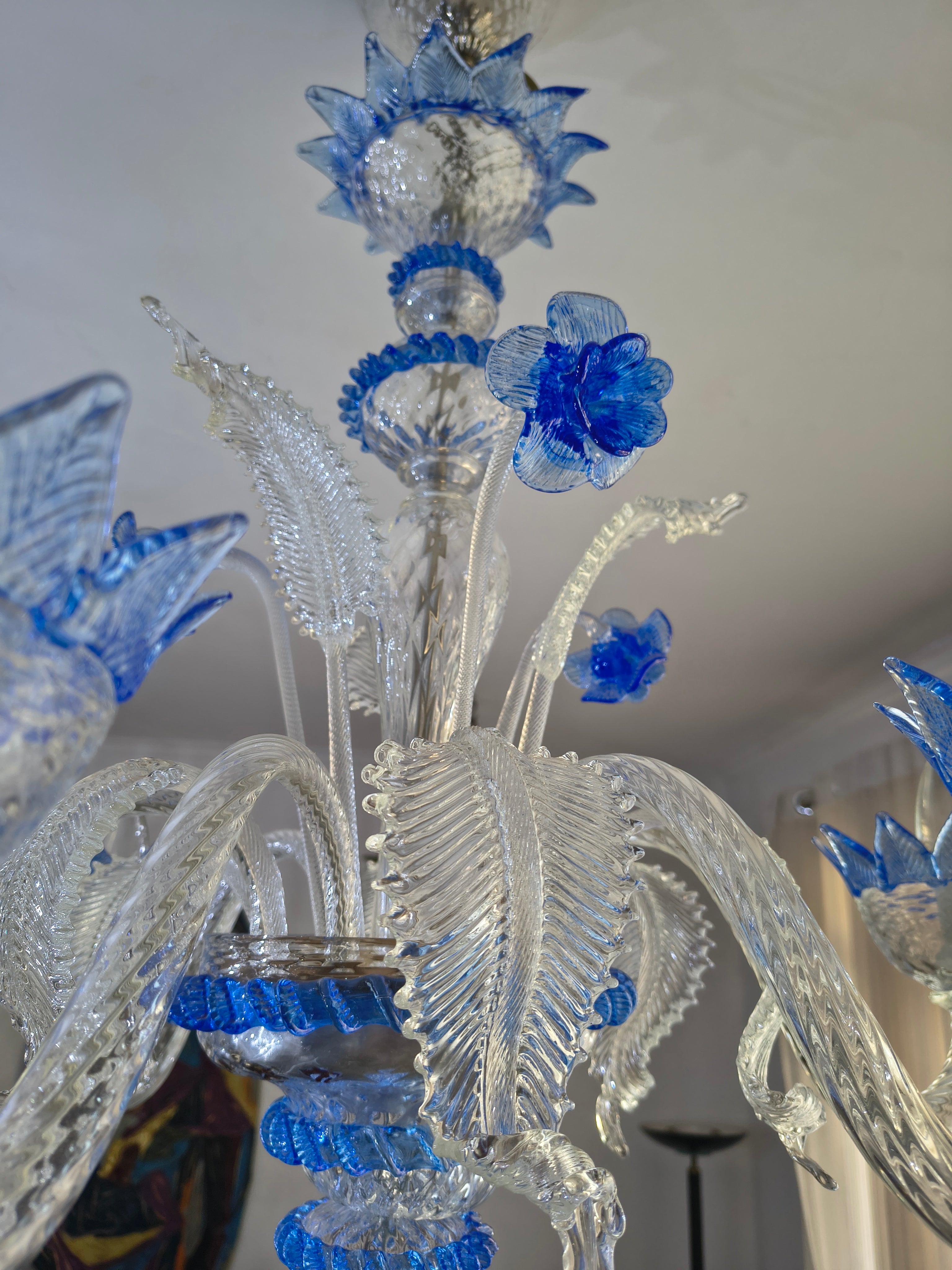 Lustre de Murano com detalhes em azul 