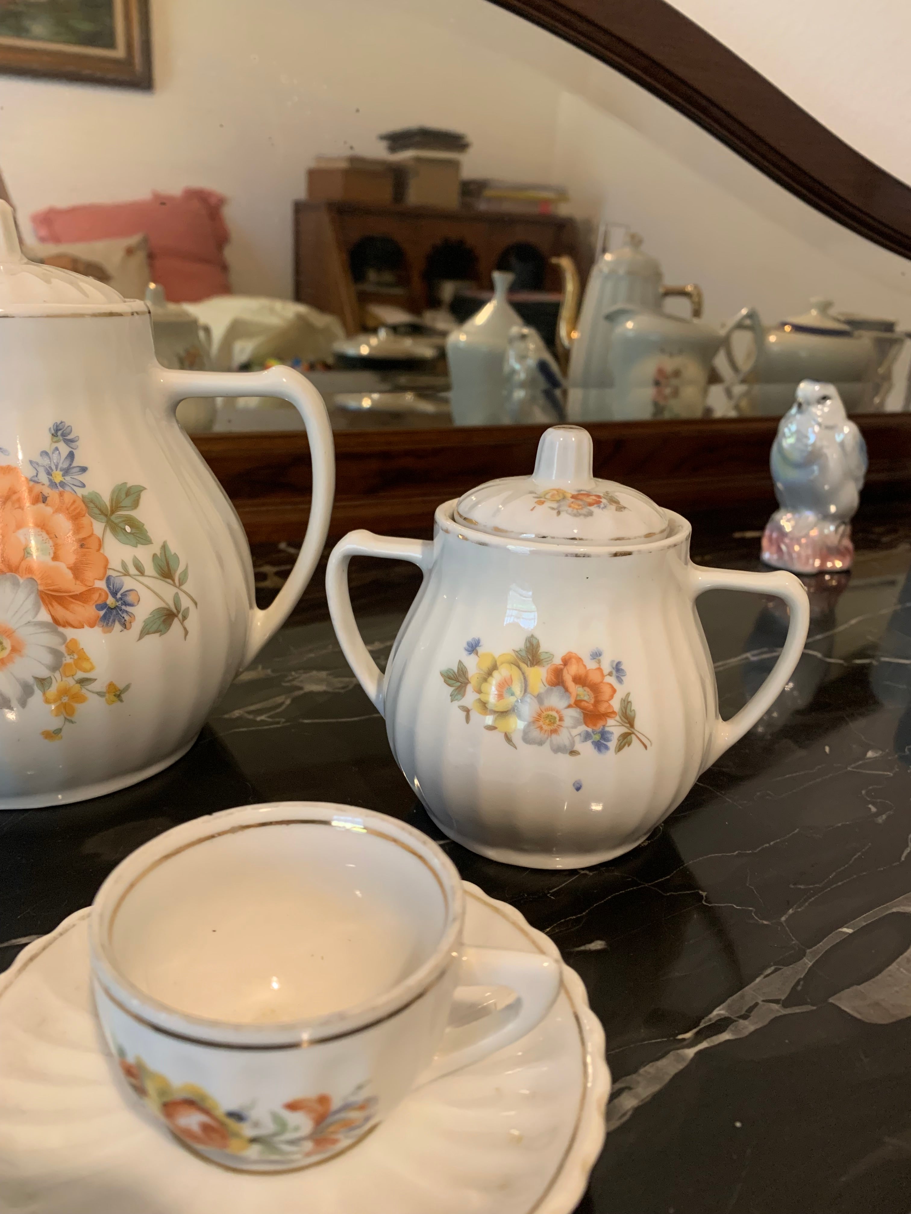 Jogo de café em porcelana canelada Pozzani
