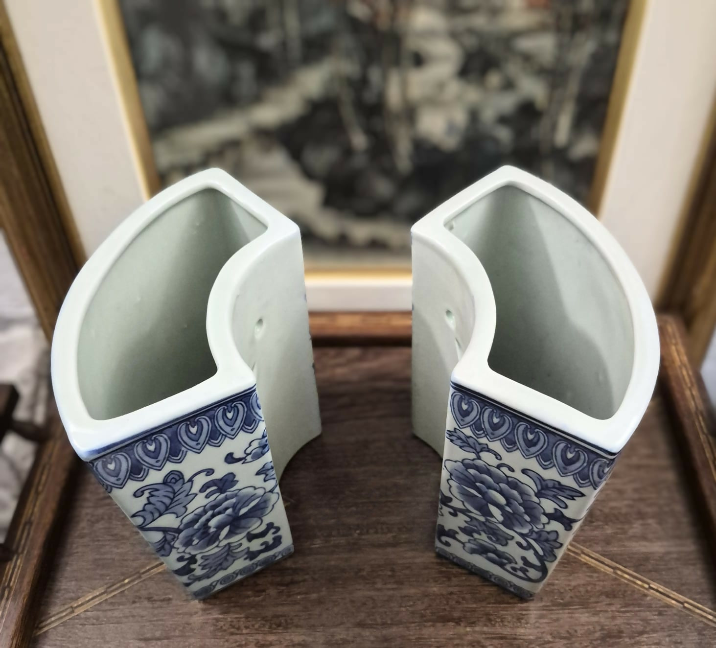 Par de floreiras incríveis, raras, em porcelana Celadon. Perfeita! Como novas!