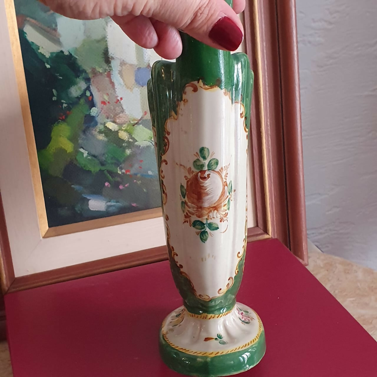 Incrível vaso (ânfora) em majólica italiana, anterior a 1900. Linda, em otimo estado!