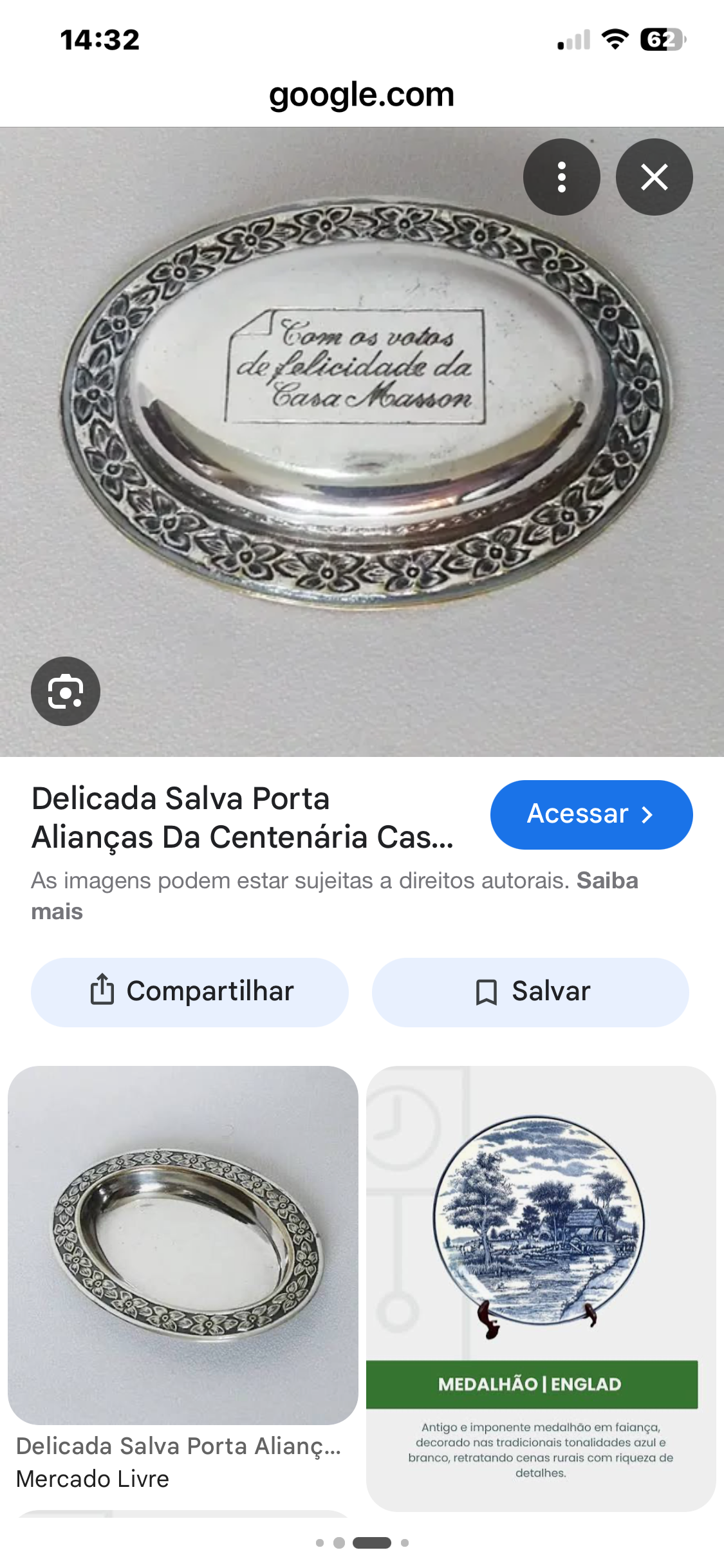 Pequeno Porta aliança oval da antiga Loja Masson em metal prateado 