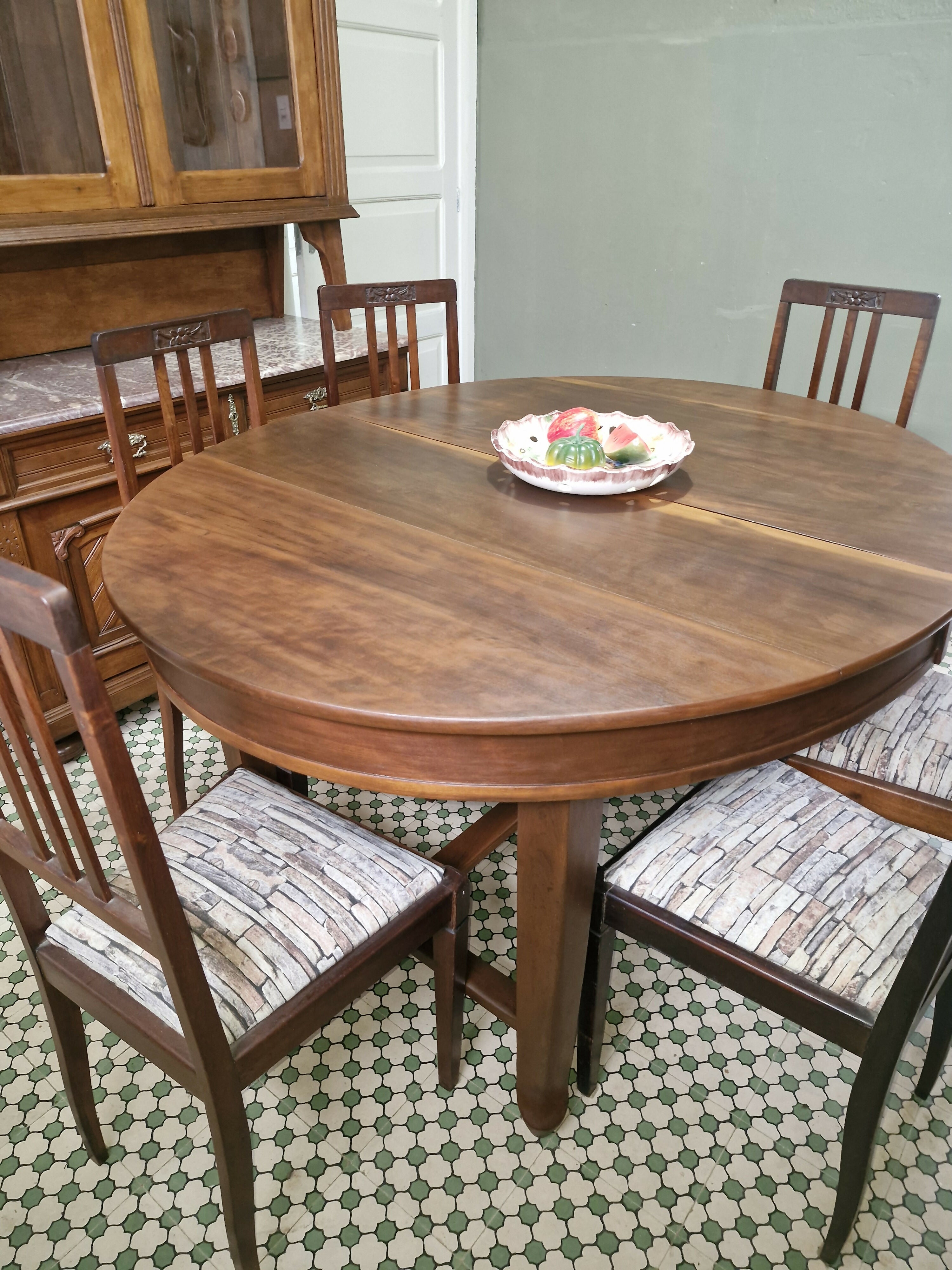 Conjunto de Jantar Mesa Oval e 6 cadeiras art deco