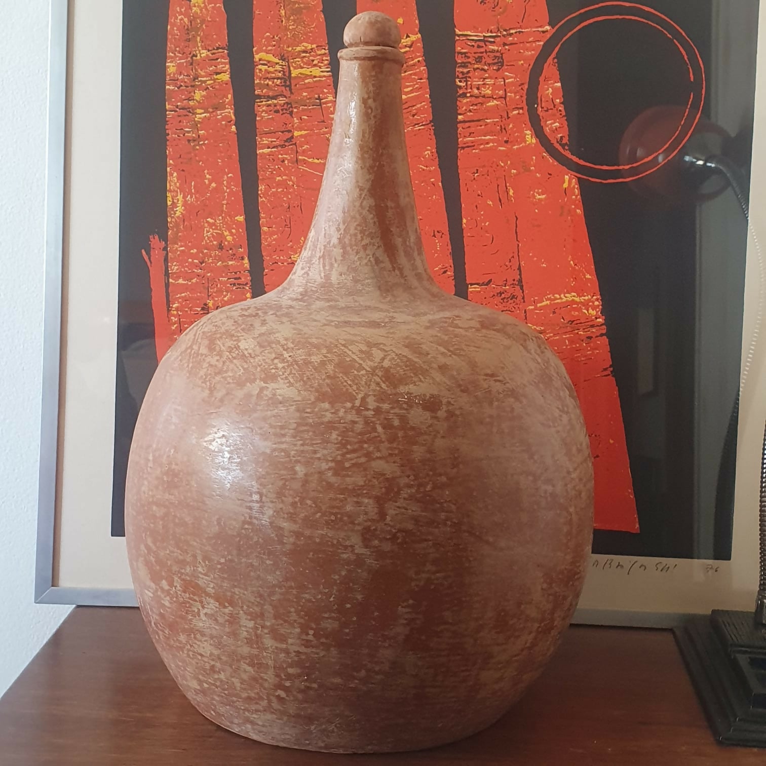 Grande moringa decorativa em cerâmica rústica