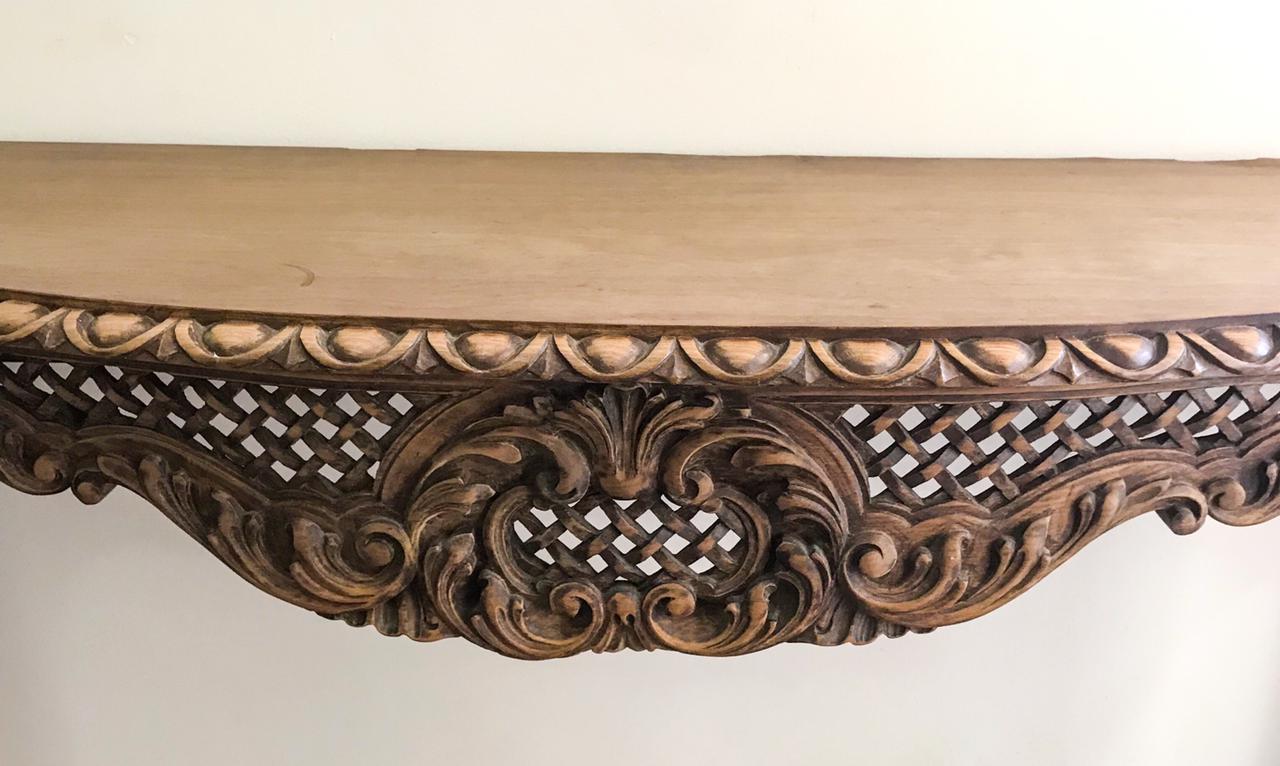 Aparador Console Antigo Estilo Luís XV – Anos 50/60 (Madeira Maciça)