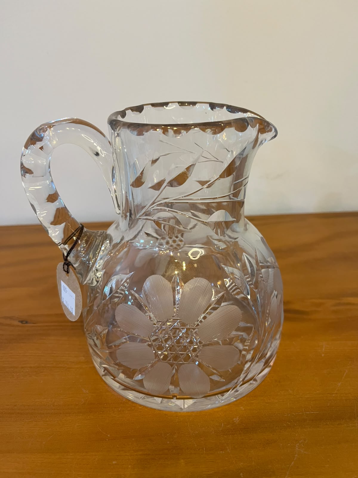 Jarra em Cristal Lapidado com Motivos Florais – 17 cm