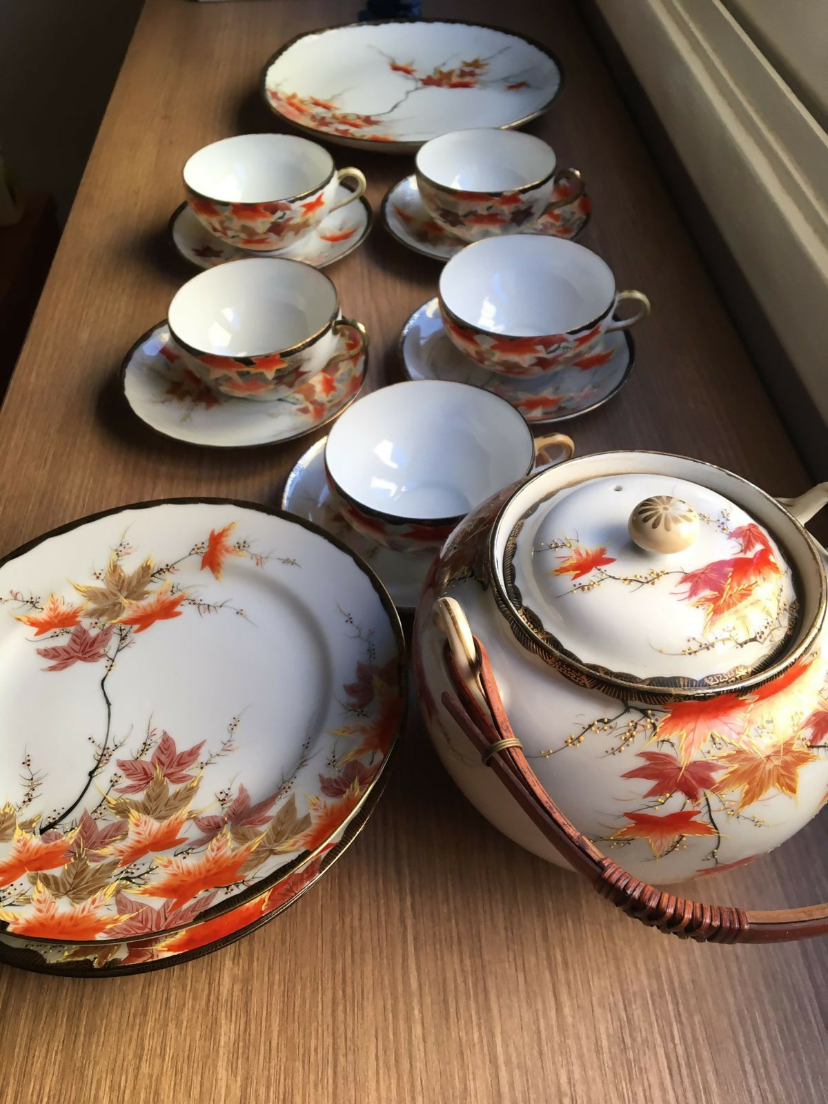 Conjunto para chá em porcelana japonesa casca de ovo