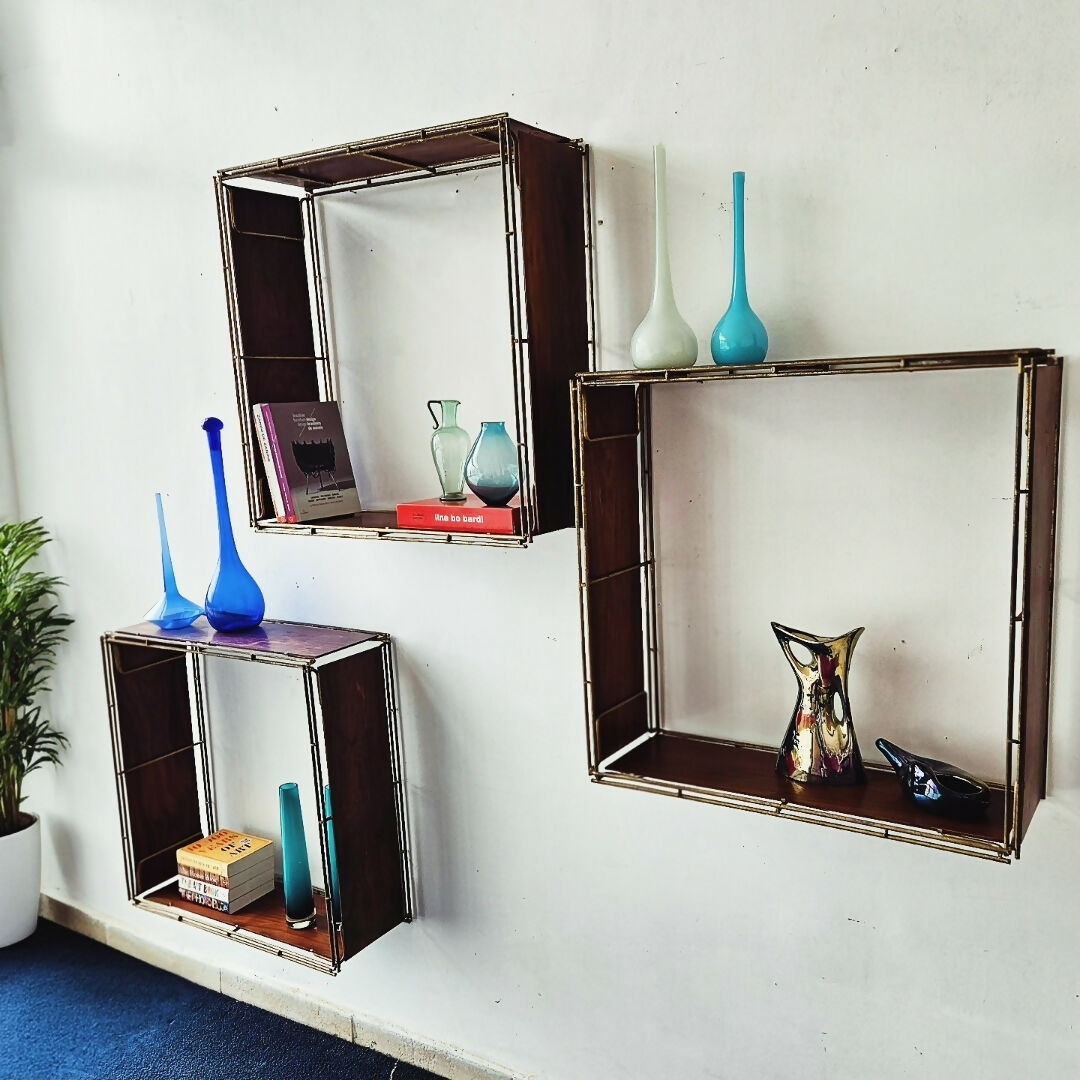 PRATELEIRAS MODULARES EM JACARANDÁ – ANOS 60 (Unidade)✨