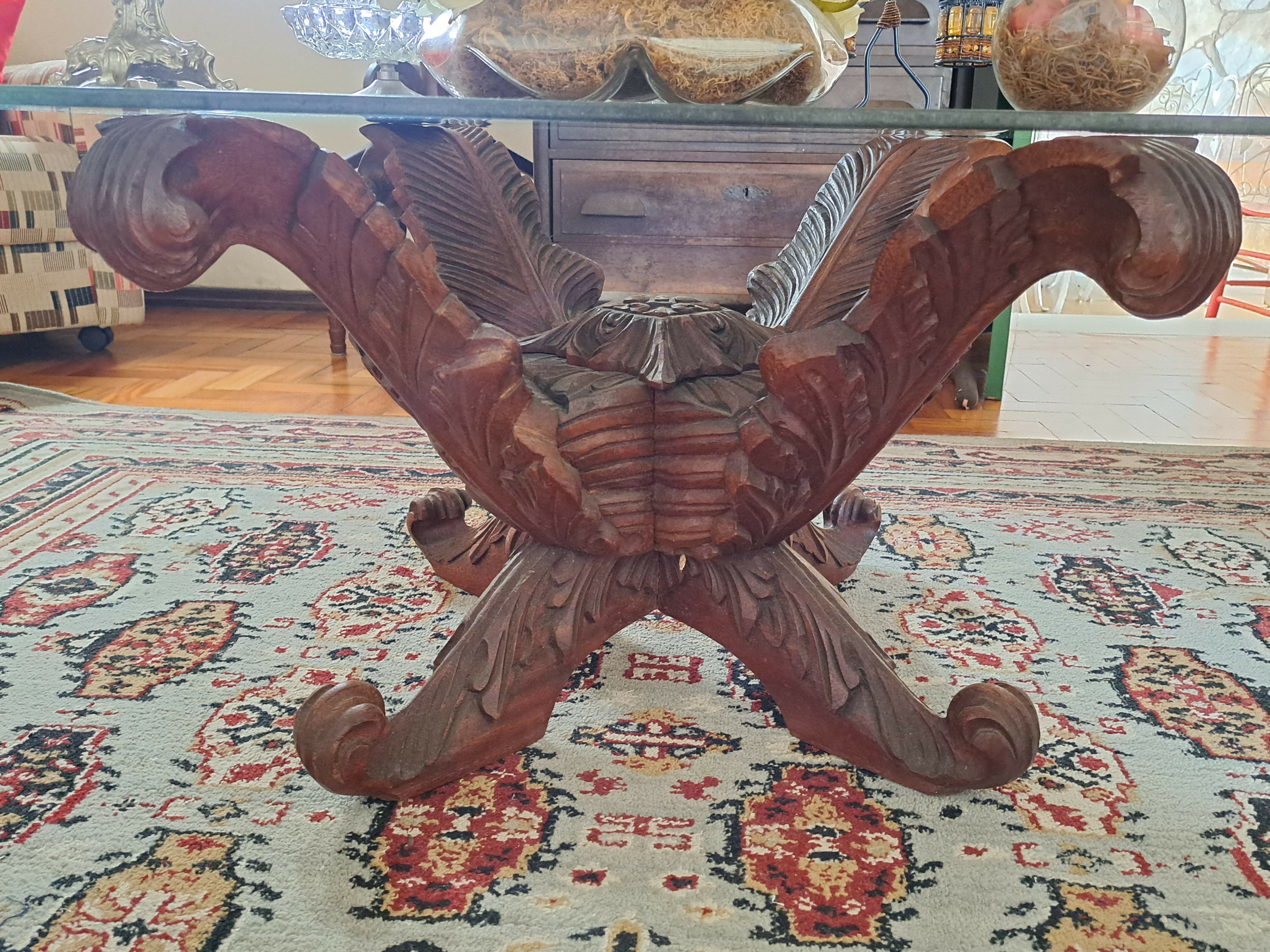 Trio de Mesinhas - 1 Mesa de centro e 2 de canto em madeira e vidro