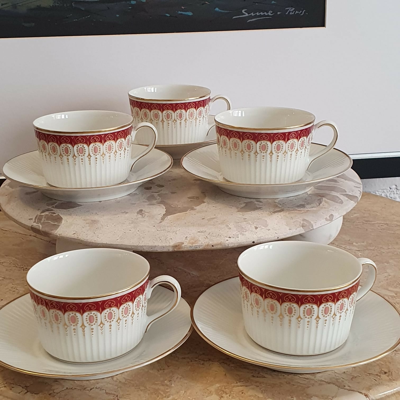 Conjunto para café e chá em porcelana argentina Verbano, 29 peças. Primeiríssima qualidade, impecável!