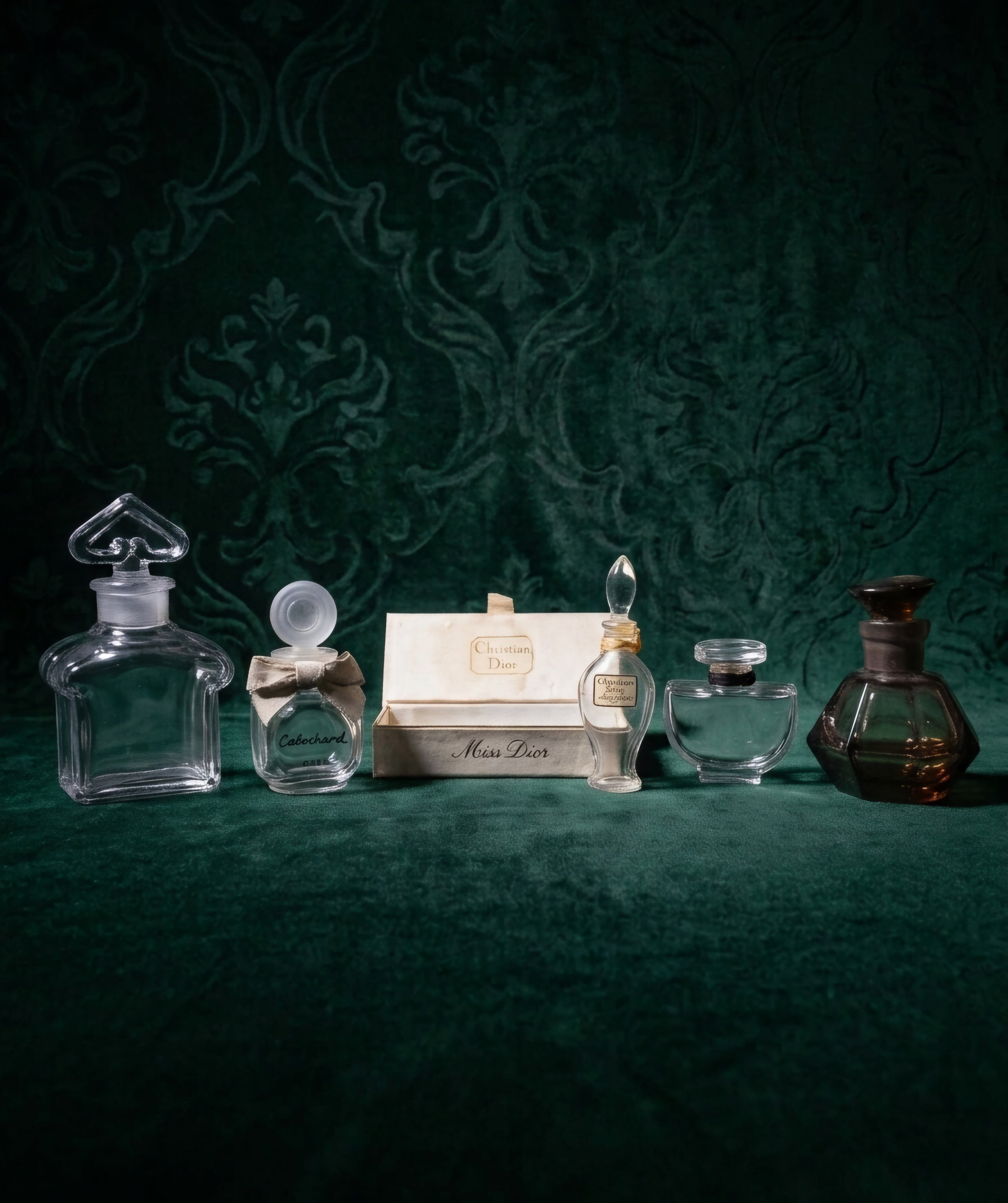 Coleção de raros frascos de perfumes franceses