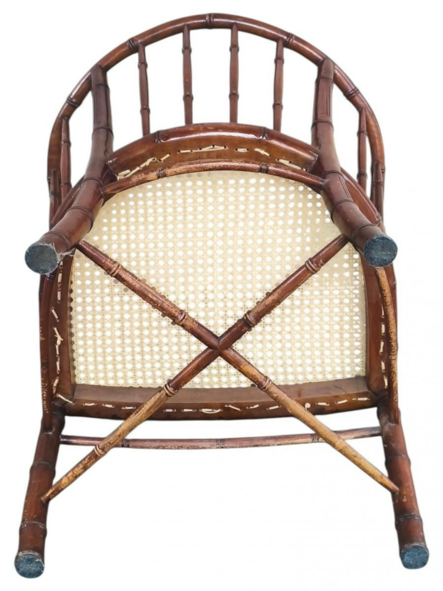 Poltrona Estilo Regency Fake Bambu com Palhinha