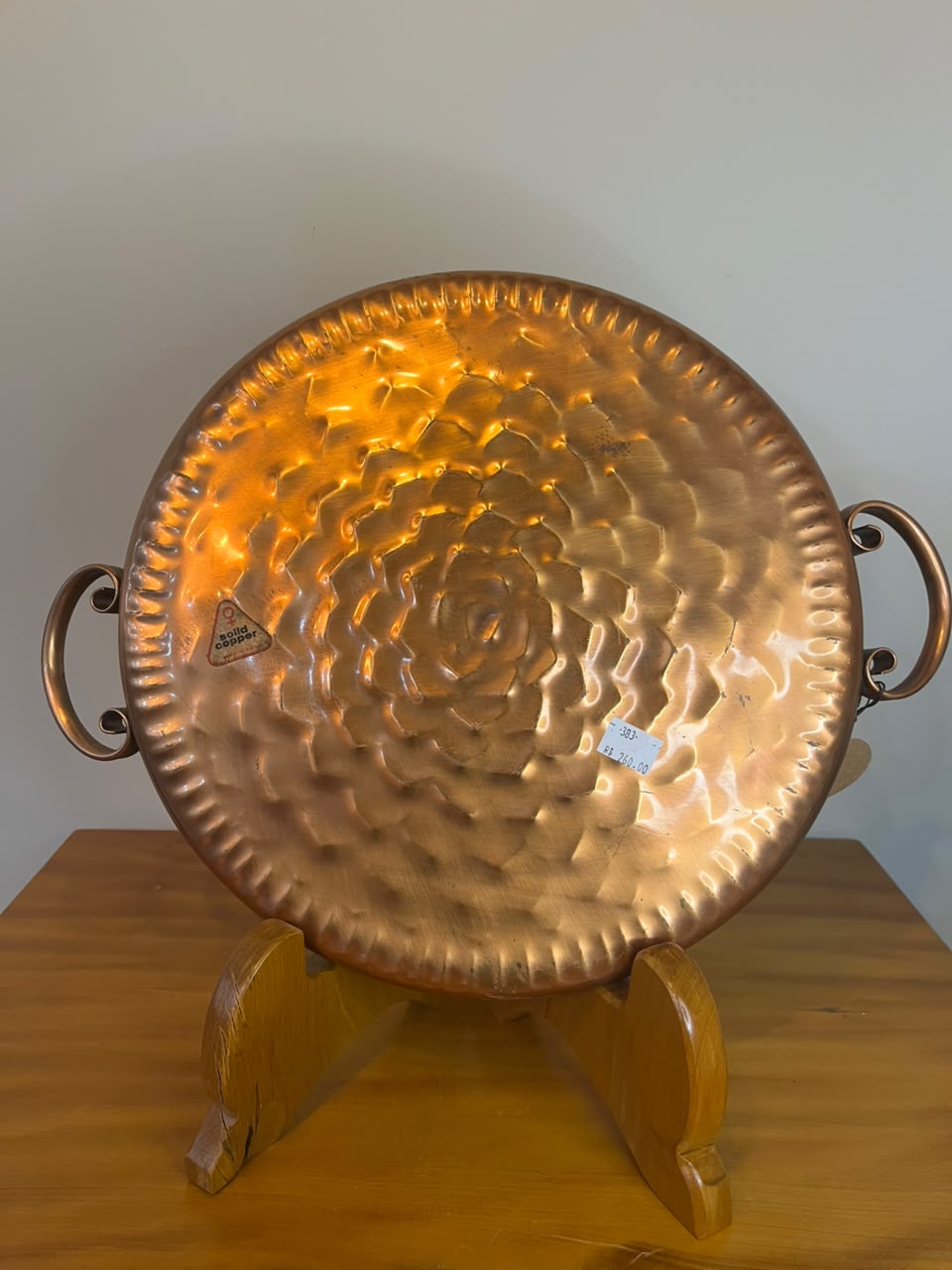 Bandeja Decorativa em Cobre Martelado com Alças