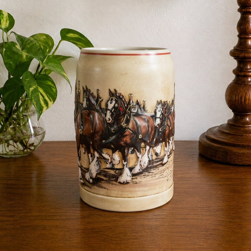 Caneca chopp Budweiser 1987 - World Famous Clydesdales