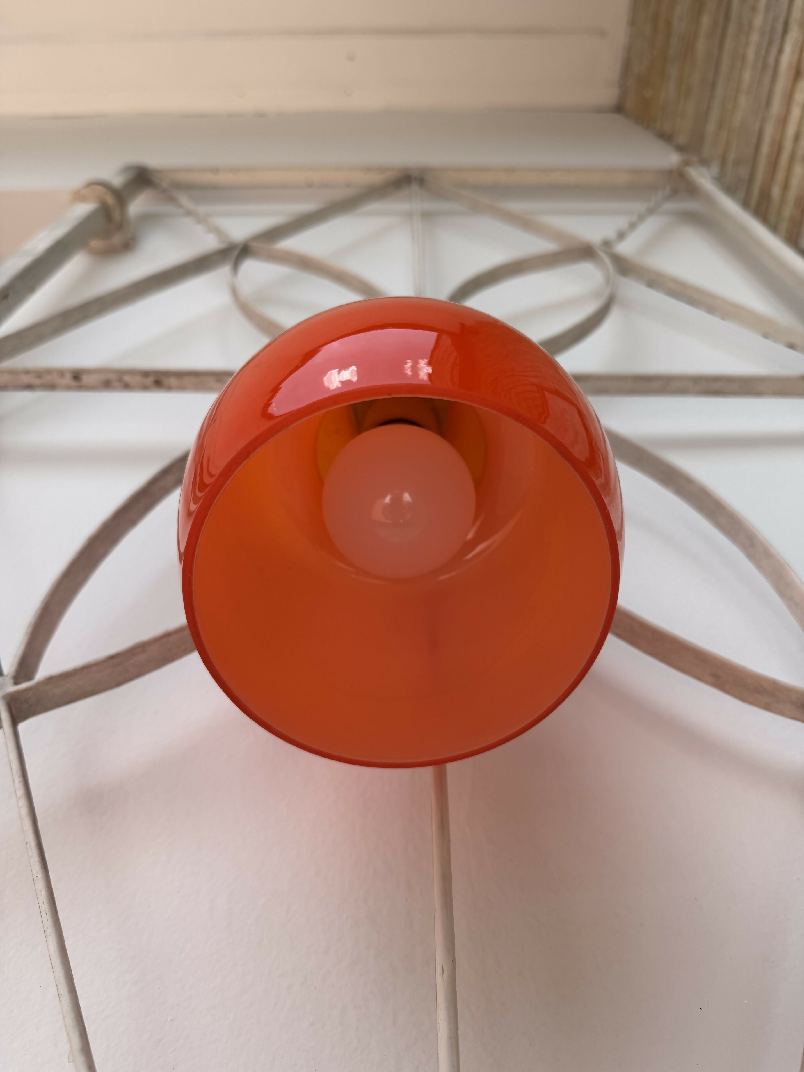 RARO Pendente Opalina Laranja Art Deco