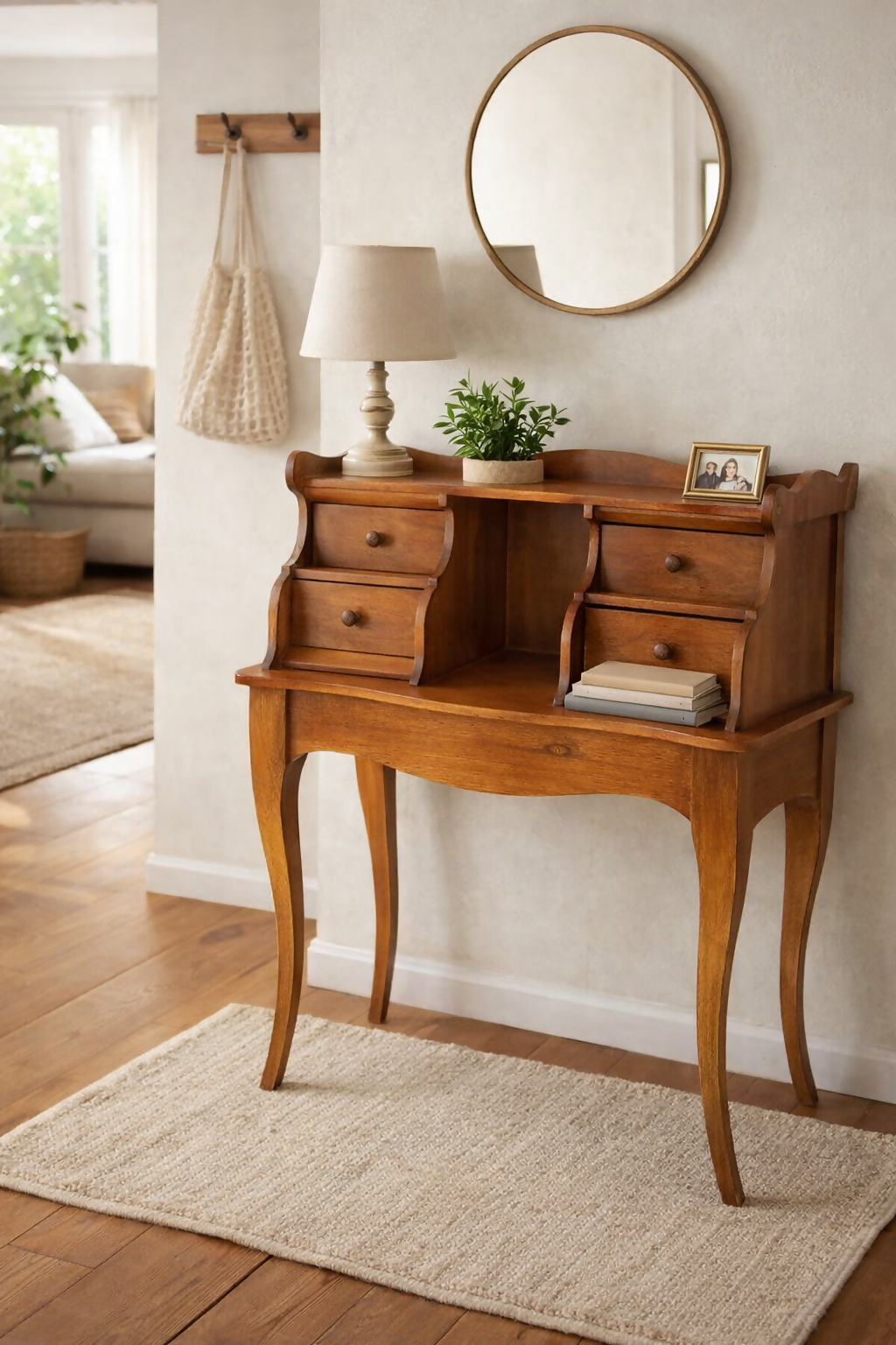 Mesinha de cabeceira em madeira anos 50 com 4 gavetas