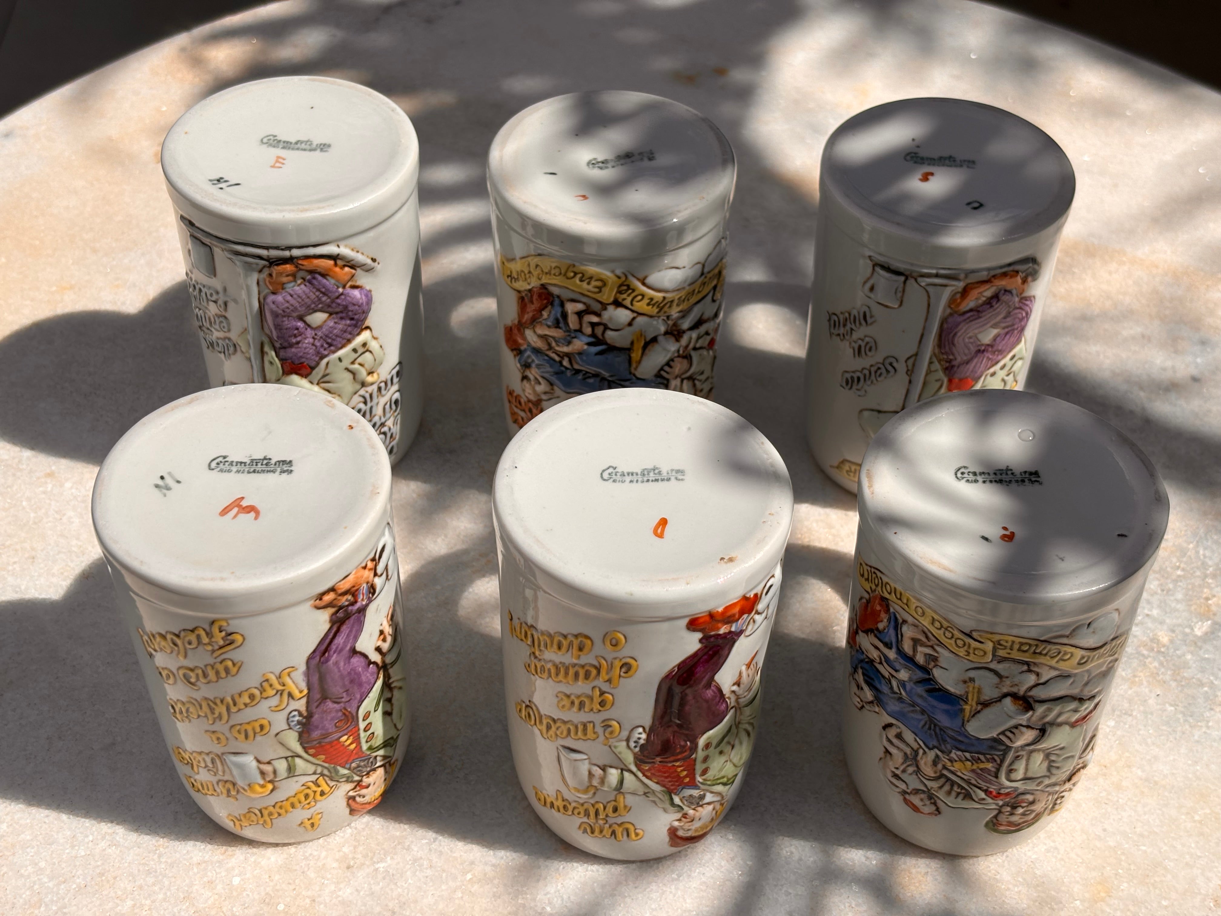  Coleção Canecos Chopp Ceramarte Anos 70/80 Completa 6 Peças Relíquia