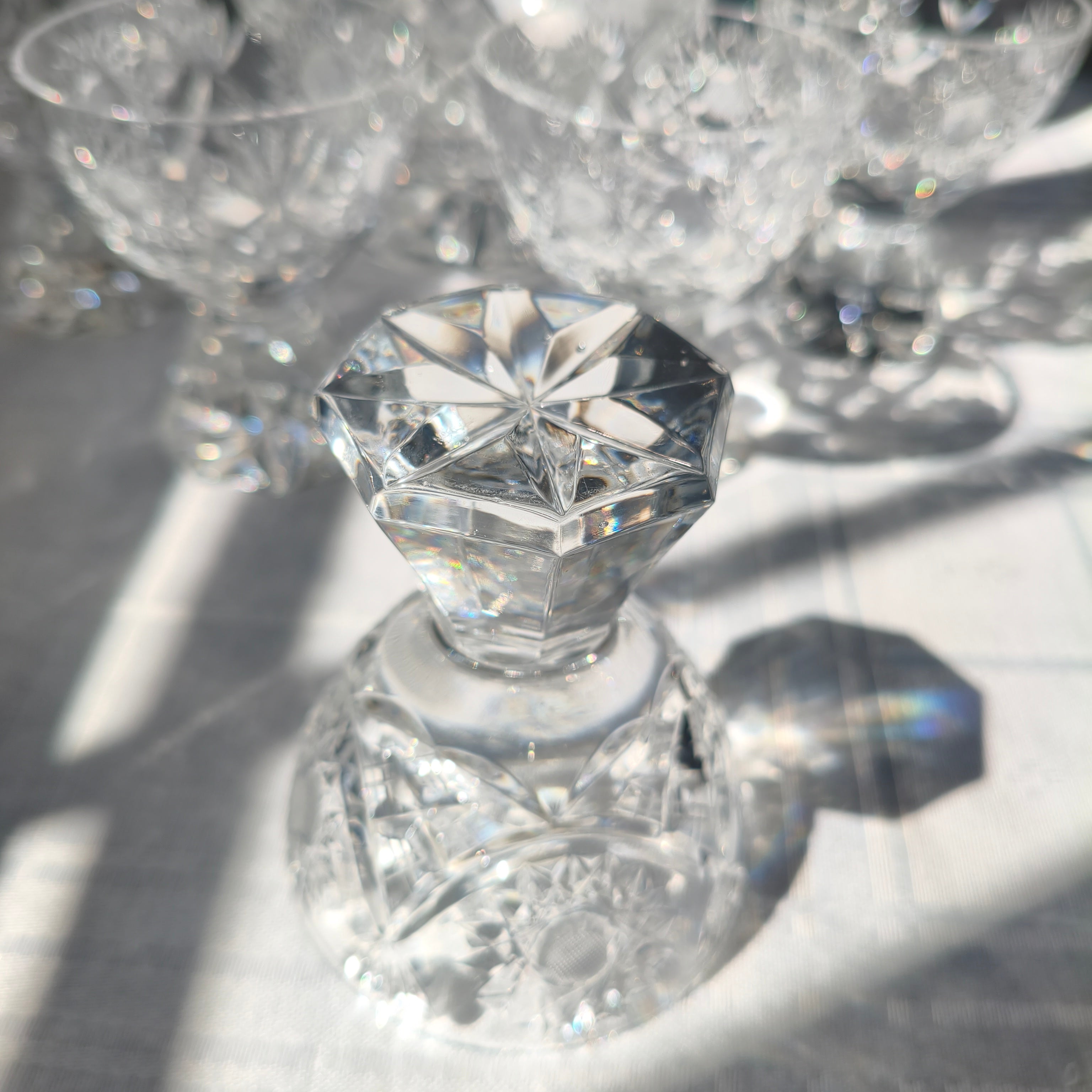 Conjunto licoreira e copos em cristal lapidado