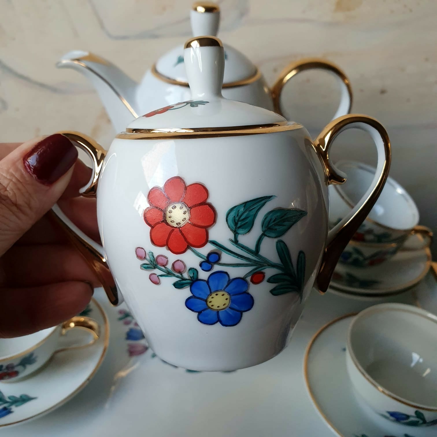 Conjunto de café completo em porcelana vintage Blumenau