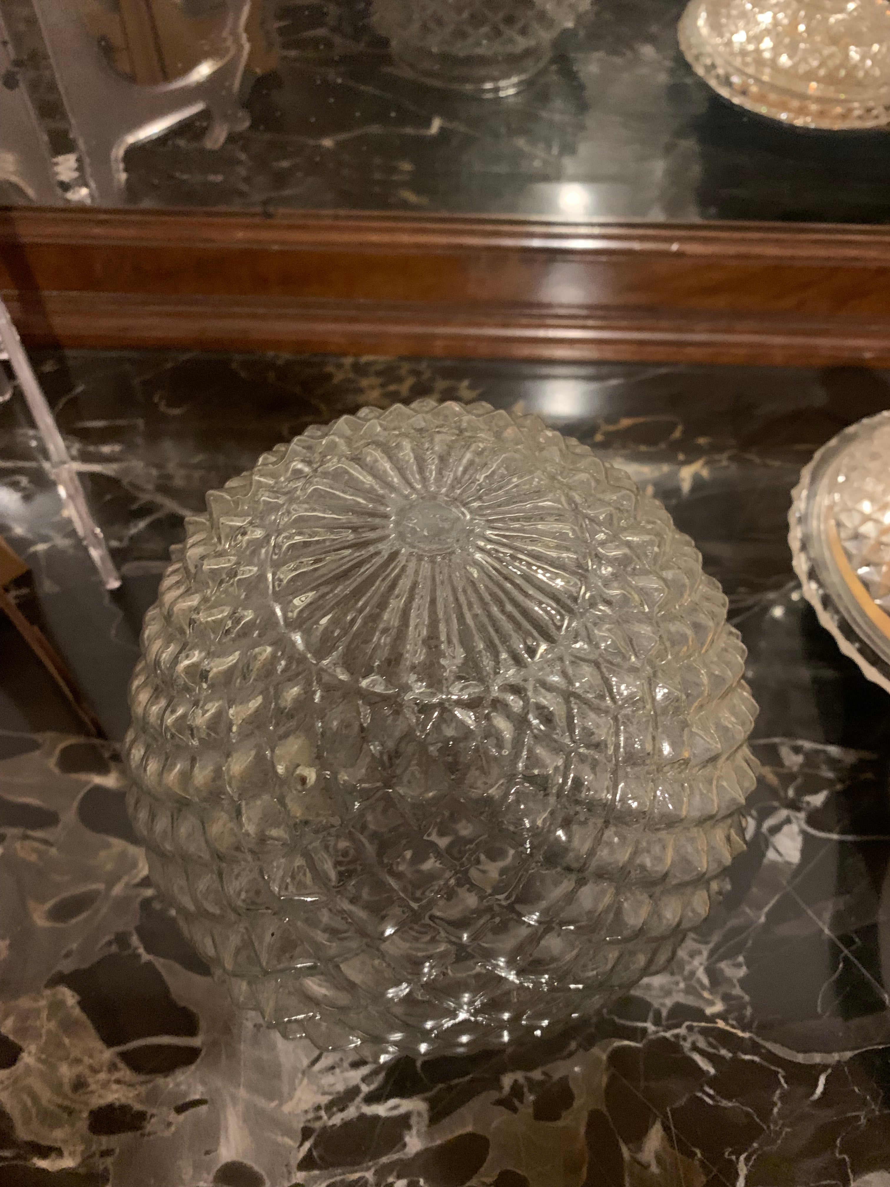 Globo antigo lustre plafon em vidro formato pinha