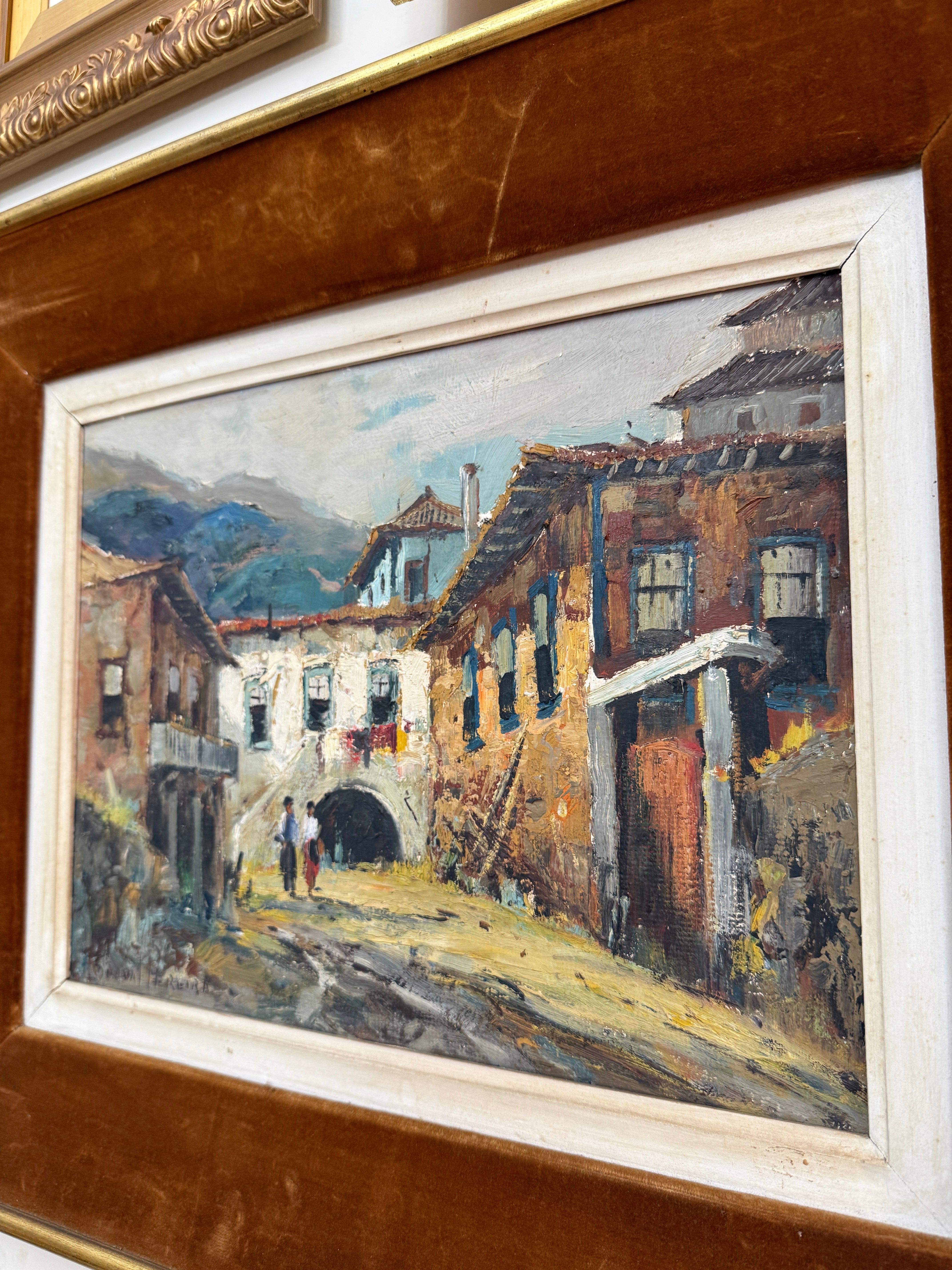 Belíssimo Quadro do renomado pintor Durval Pereira retratando vila de casas