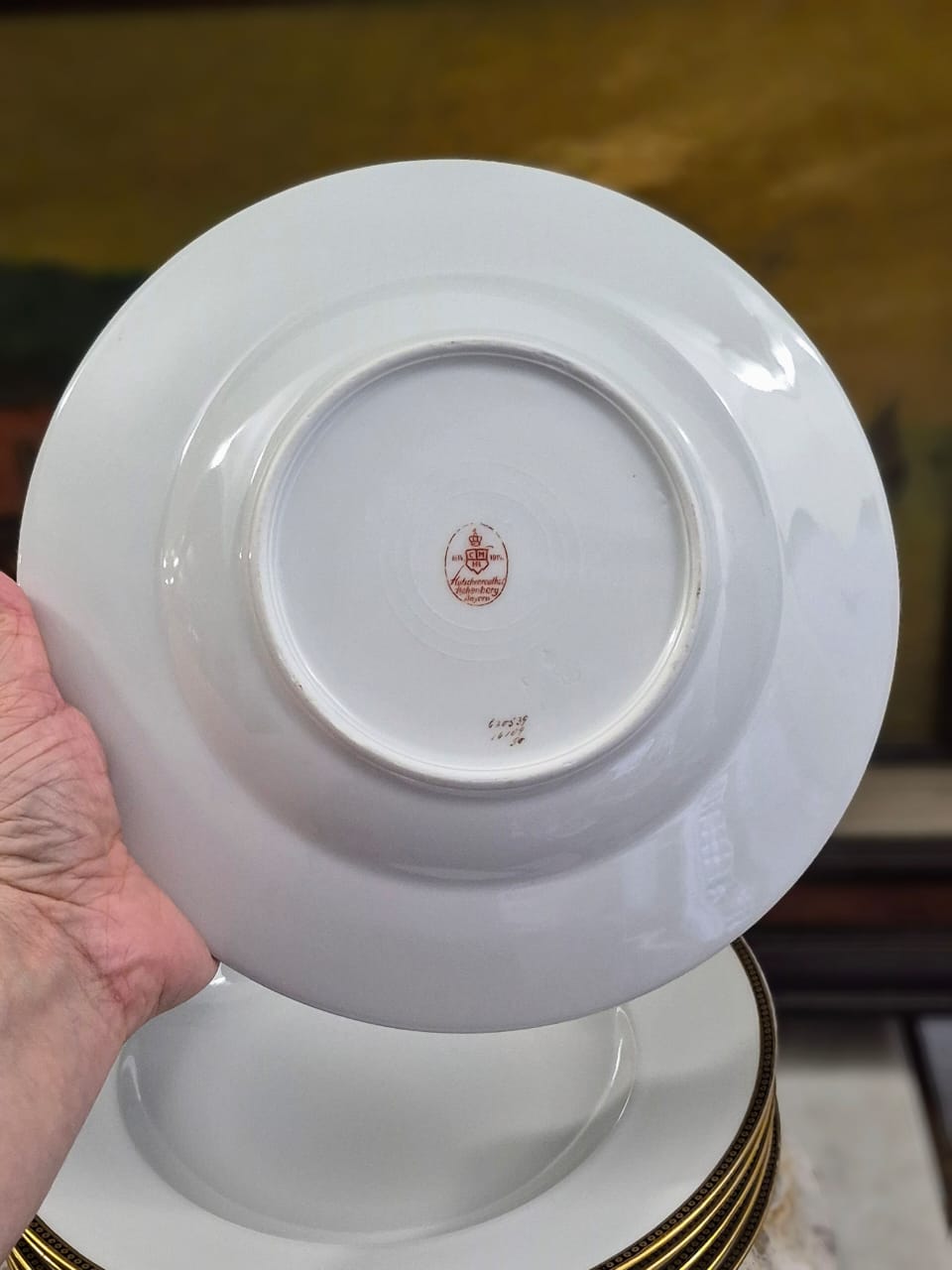 Conjunto de 6 pratos fundos em porcelana centenária (1910/1920) Hutschenreuther da antiga Baviera.