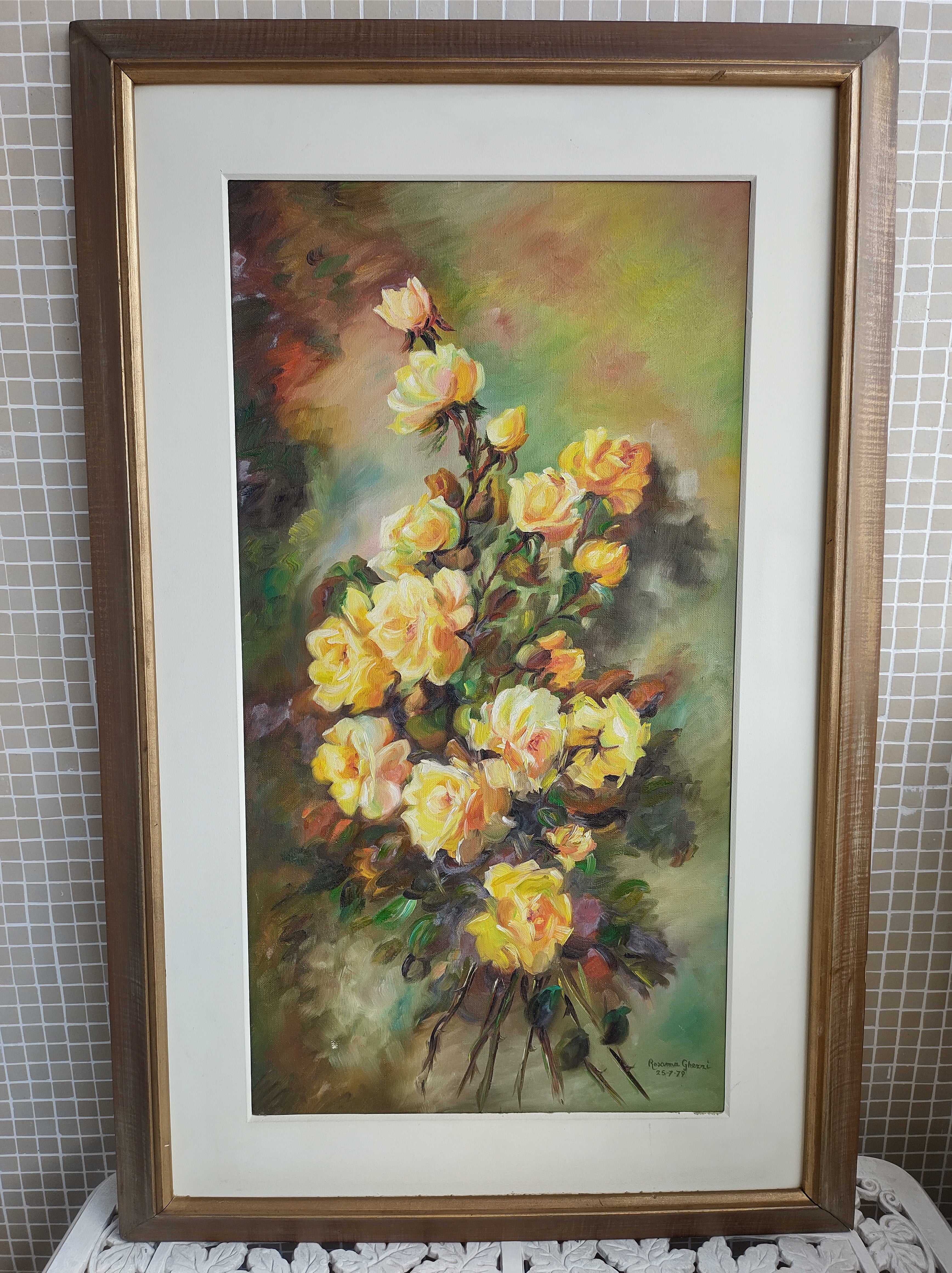 Quadro Flores Amarelas- Óleo s/ tela- Original 1979