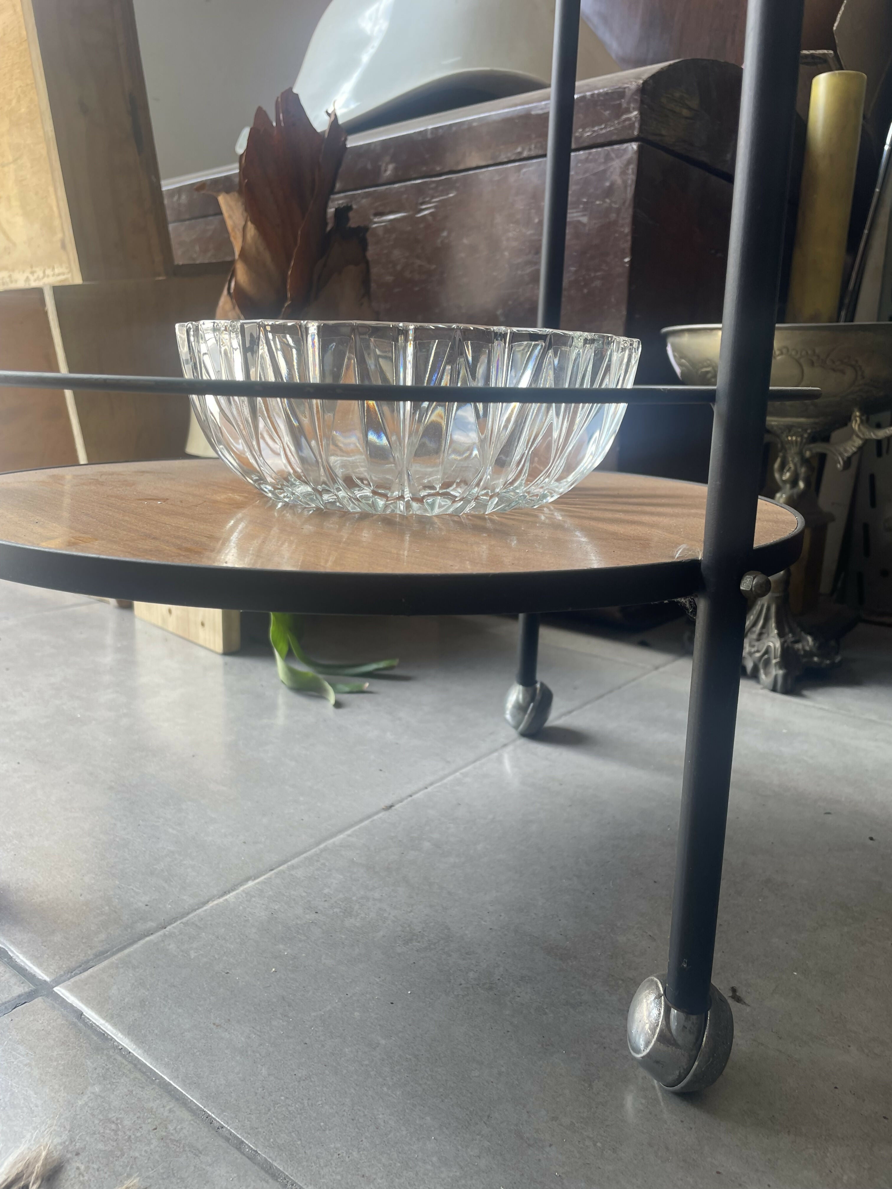 Mesa Carrinho em Madeira Maciça + Ferro