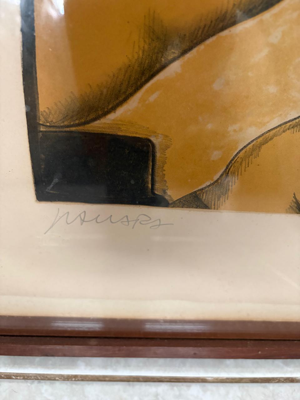 Quadro com GRAVURA ARTÍSTICA ORIGINAL retratando mulher – 57 × 77 cm