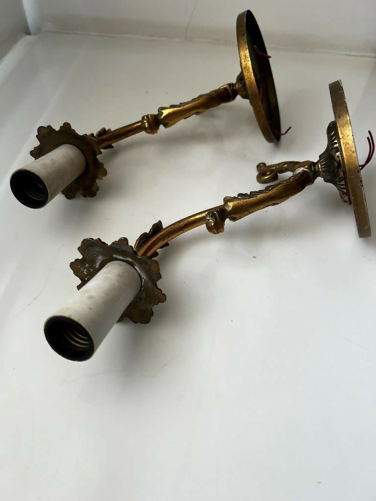 Par arandela candelabro em bronze estilo antigo