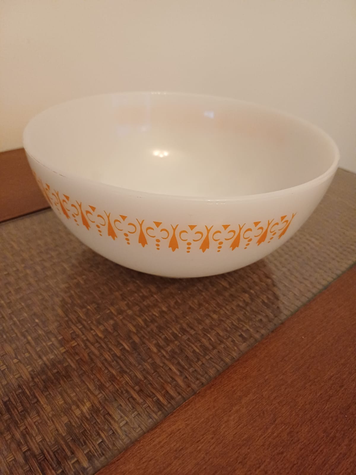 Antiga Tigela Saladeira Termo-Rey Gravatinha laranja Opalina  - Perfeita