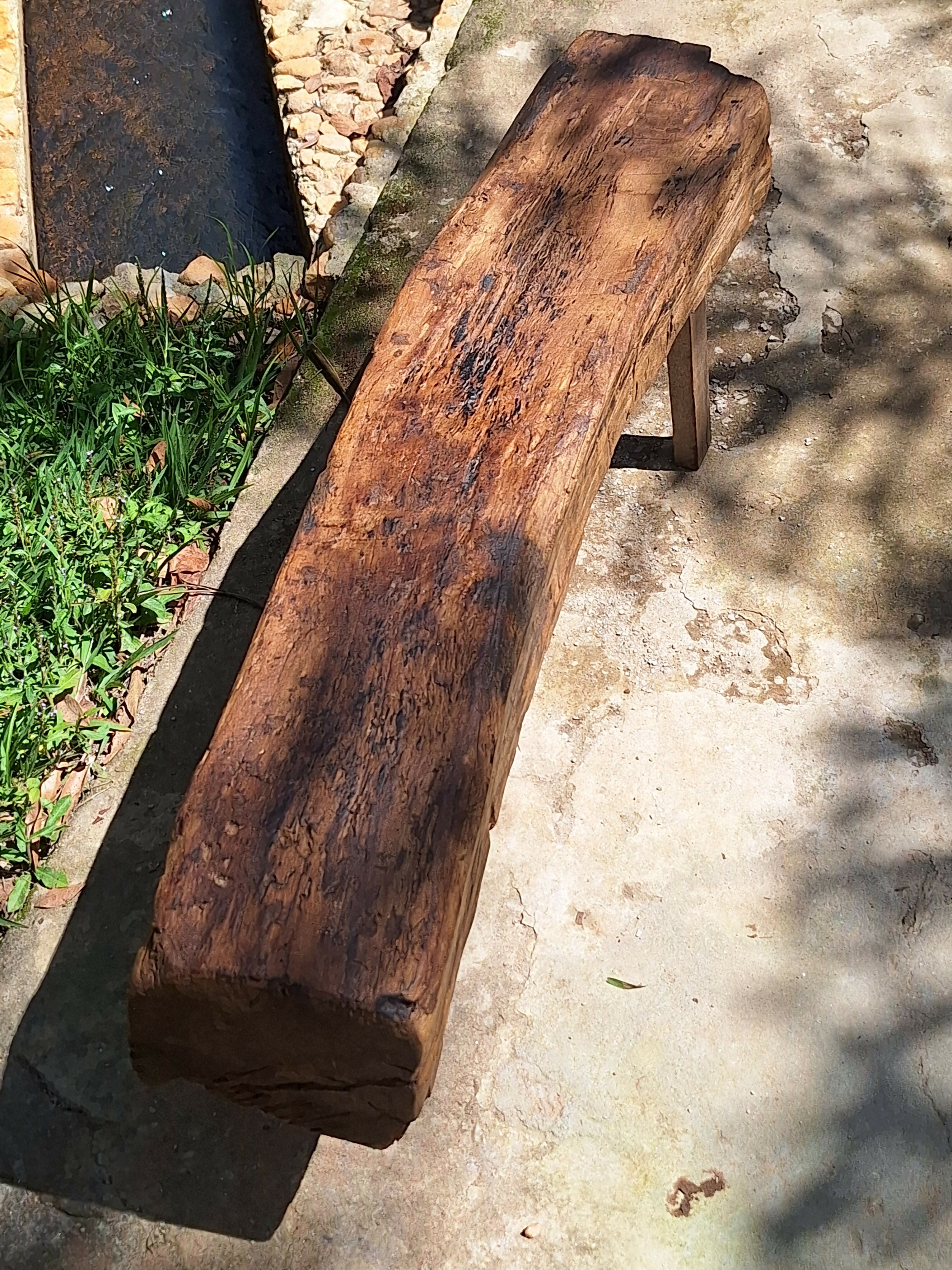 Banco de Dormente Rústico Madeira Maciça Garimpo Mineiro