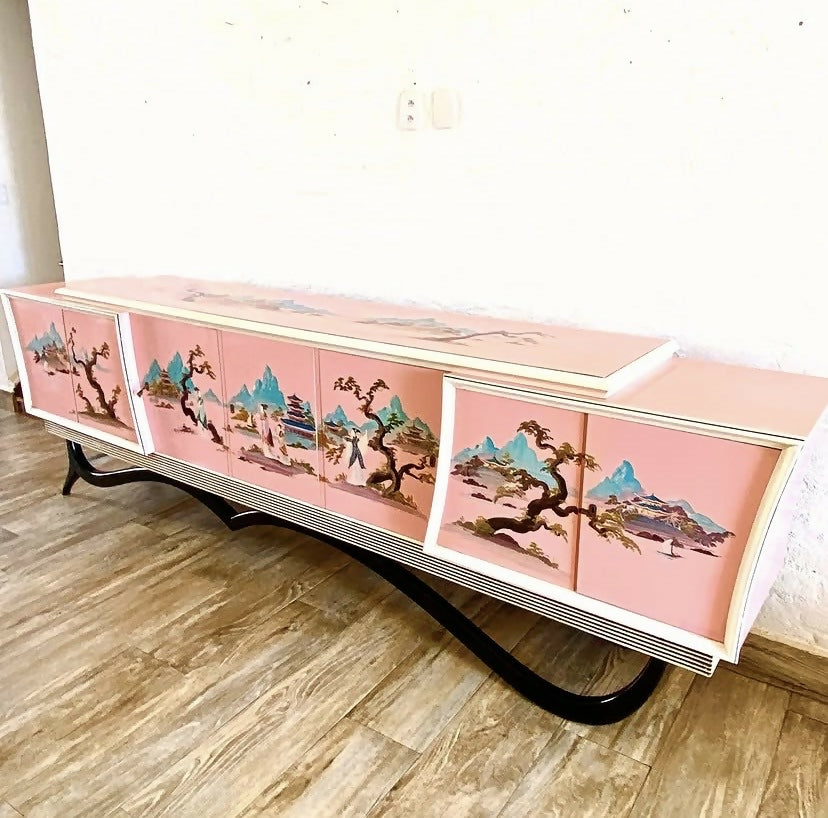 Buffet anos 50 em Chinoiserie Rosa