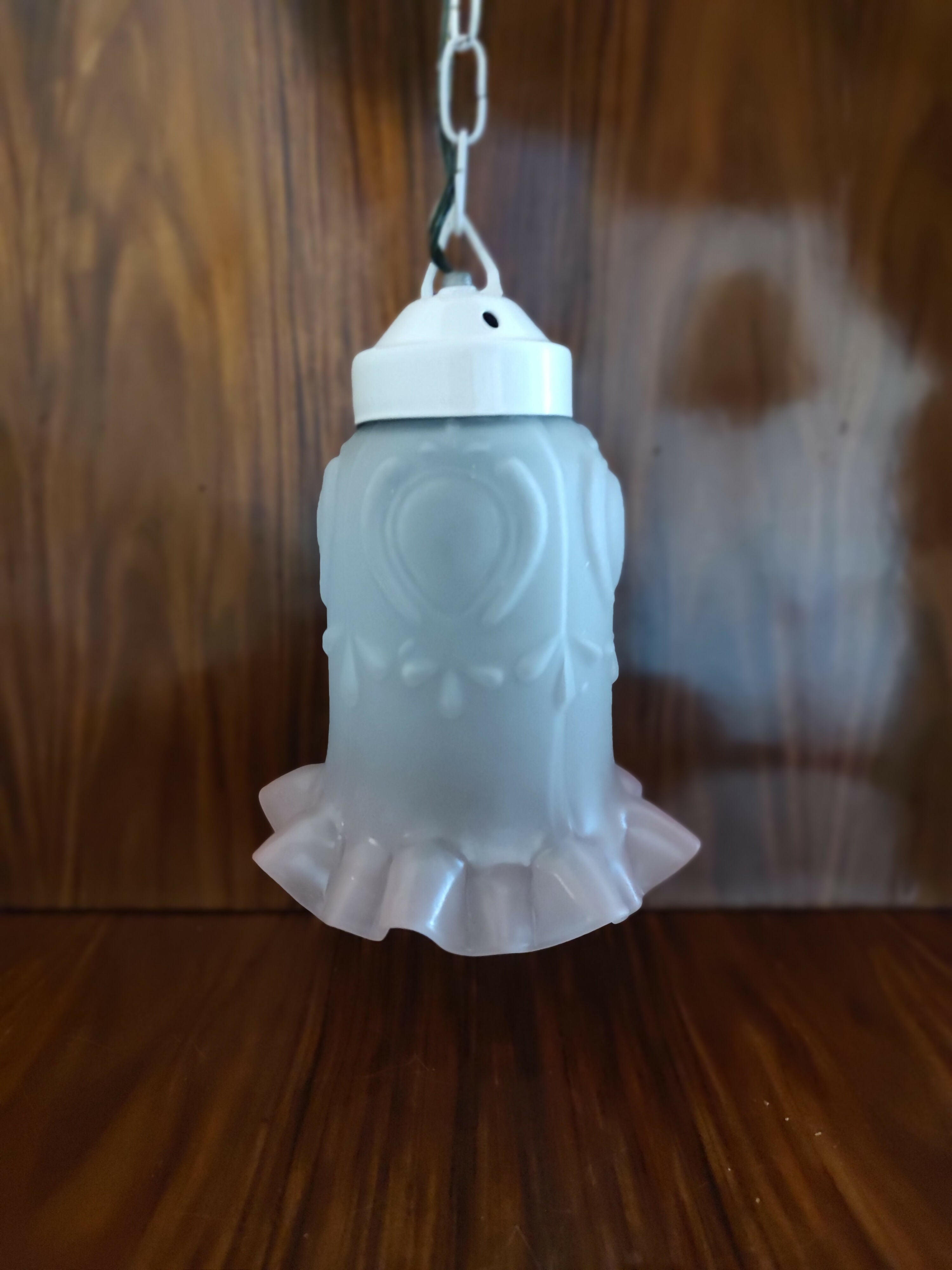 Luminária Pendente Tulipa em vidro fosco com rosa degradê