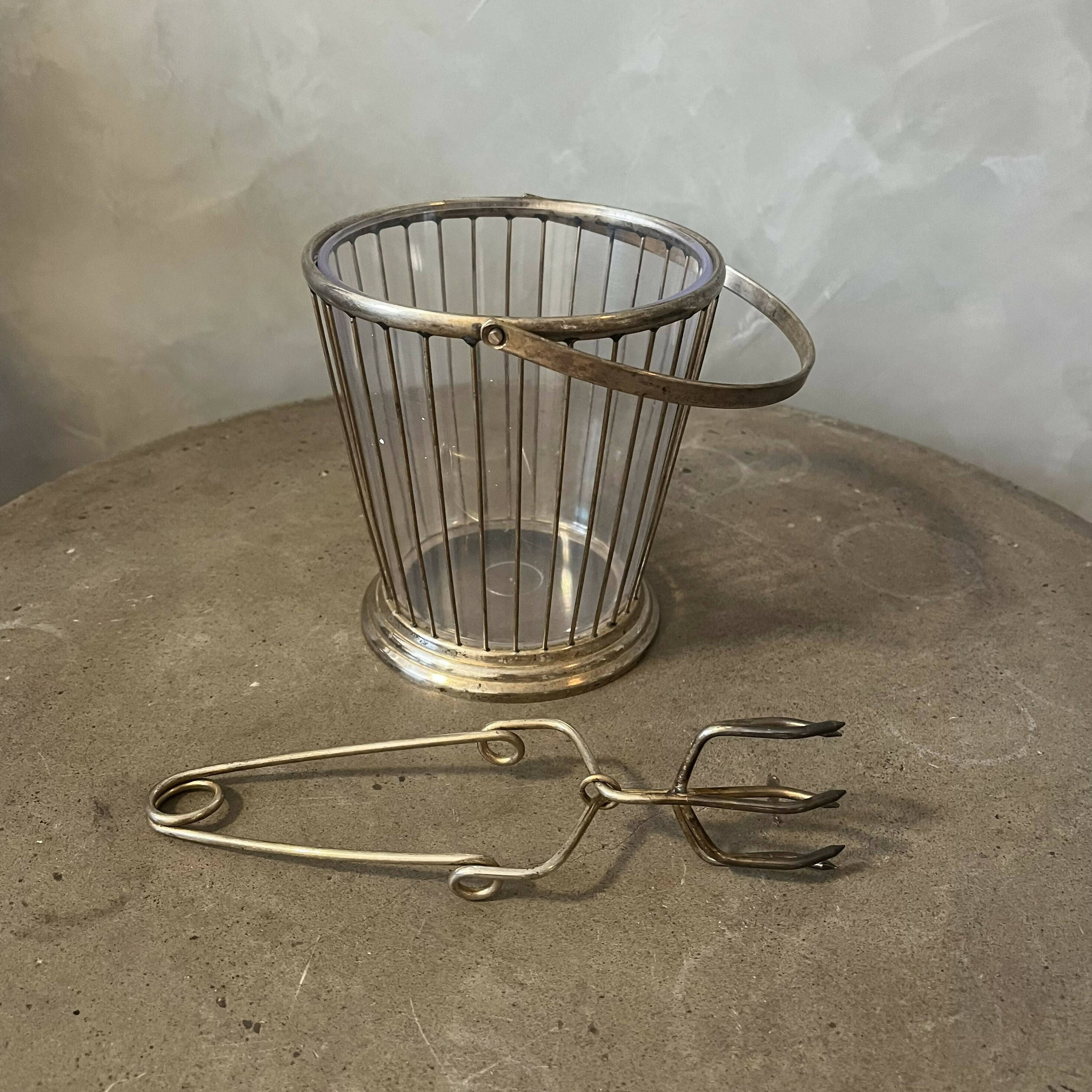 Balde de gelo vintage com pegador